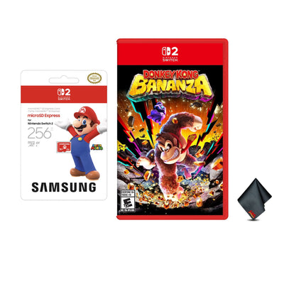 Nintendo Donkey Kong Bananza for Switch 2 Bundle With Samsung microSD Express Card 256GB + Microfiber Cleaning Cloth