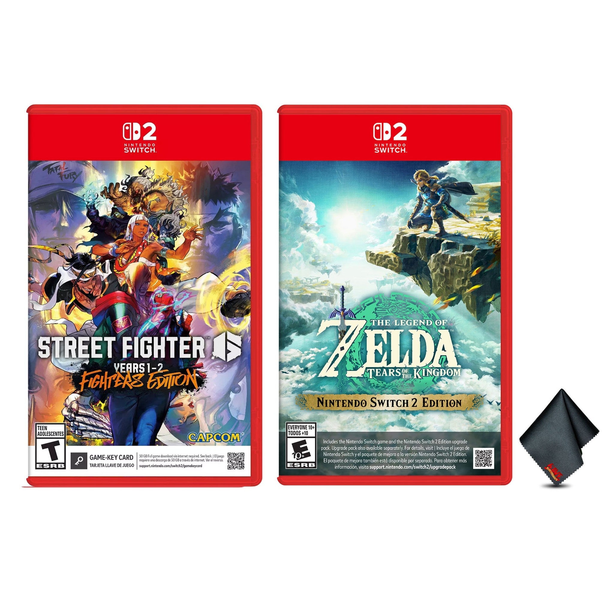 Nintendo STREET FIGHTER 6 Year 1-2 Fighters Edition + The Legend of Zelda Tears of the Kingdom Nintendo Switch 2 Edition + Microfiber Cleaning Cloth