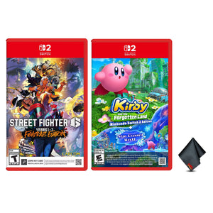 Nintendo STREET FIGHTER 6 Year 1-2 Fighters Edition + Nintendo Kirby and the Forgotten Land + Star-Crossed World for Nintendo Switch 2 Edition + Microfiber Cleaning Cloth