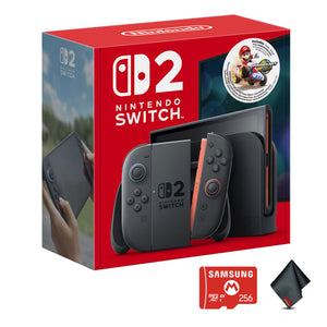 Nintendo Switch 2 Console Bundle with Mario Kart World Game – 7.9” HDR Touchscreen, Joy-Con 2, 4K Dock, Game Chat, TV & Handheld Play Modes With microSD Express Memory Card 256GB + Cleaning Cloth