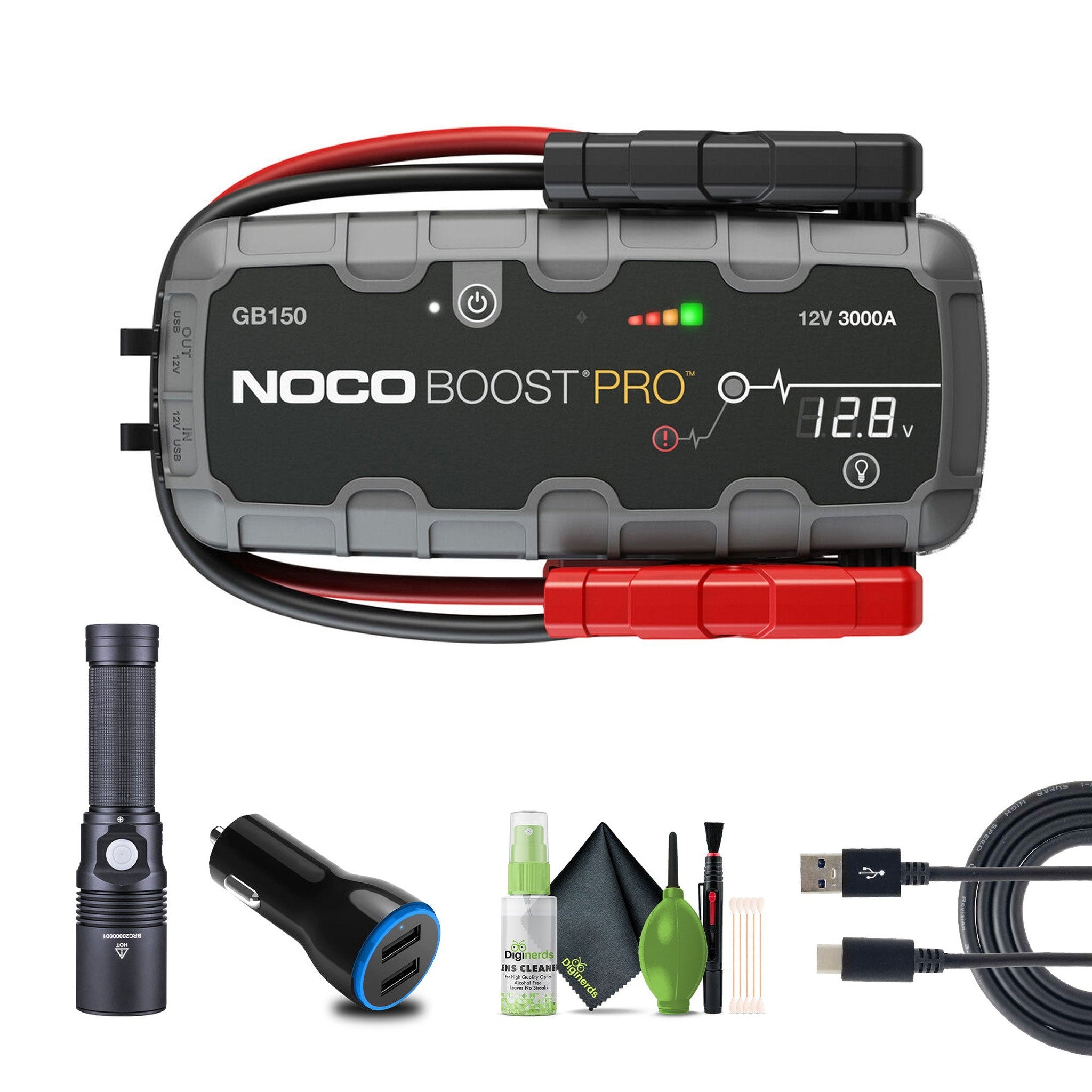 NOCO Boost Pro GB150 3000A UltraSafe Car Battery Jump Starter, 12V Battery Pack, Battery Booster, Jump Box, Portable Charger and Jumper Cables for 9.0L Gasoline and 7.0L Diesel Engines NOCO