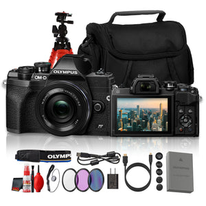 Olympus OM-D E-M10 Mark IV 20.3MP 4K Camera w/14-42mm EZ Lens Black Bundle