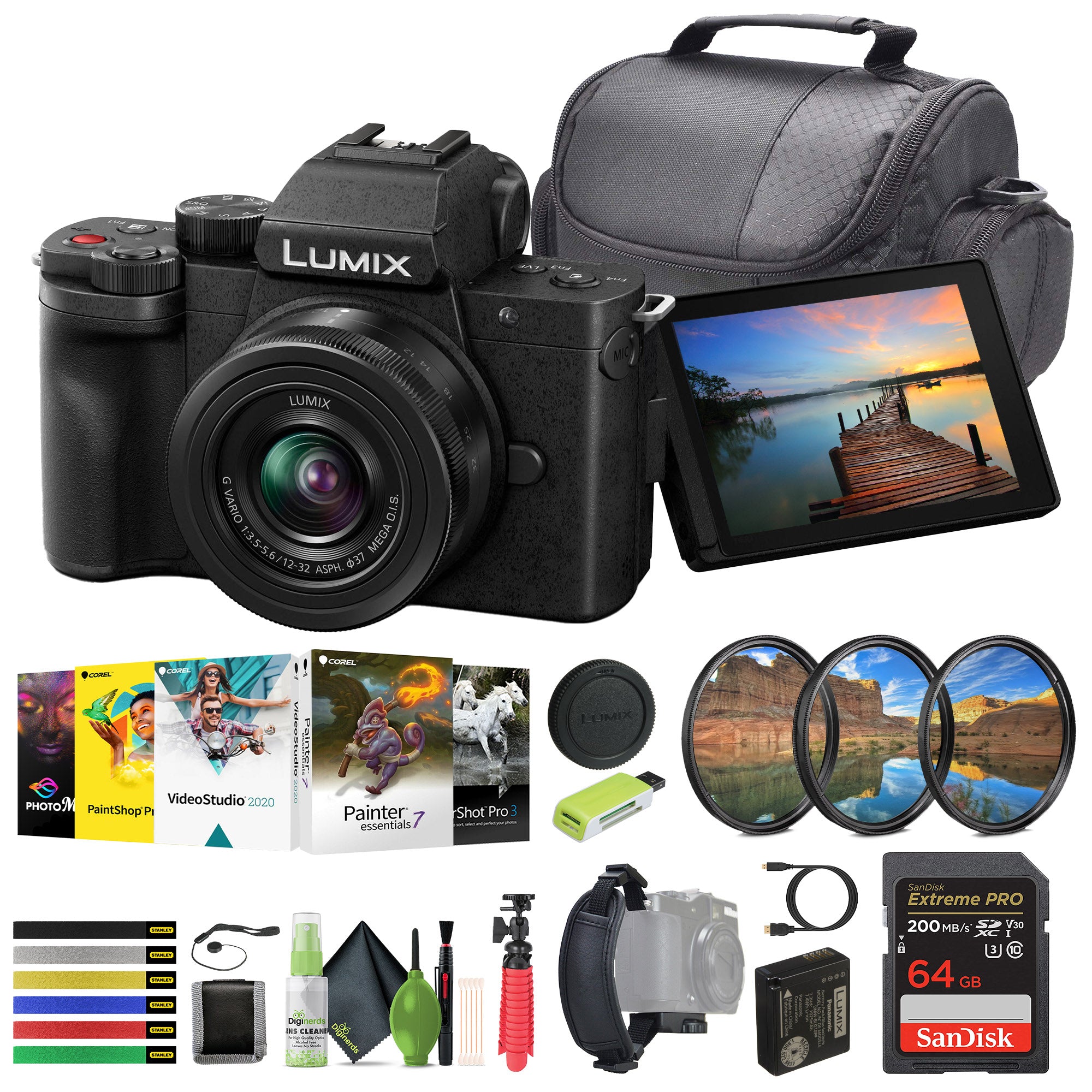 Panasonic Lumix G100 Mirrorless Camera With 12-32mm Lens Vlogging Camera Bundle