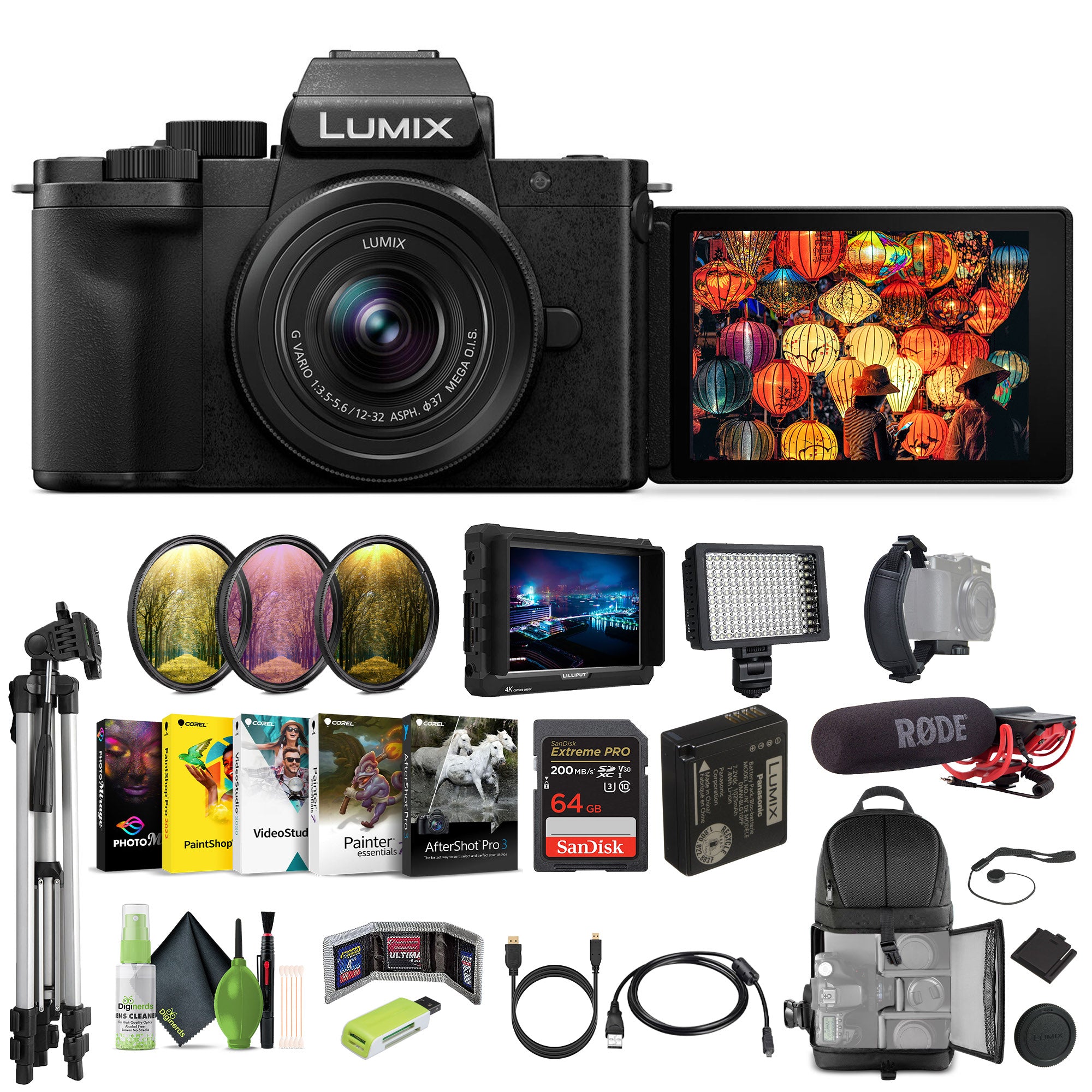 Panasonic Lumix G100D 4K Mirrorless Vlogging Camera with 12-32mm Lens Bundle