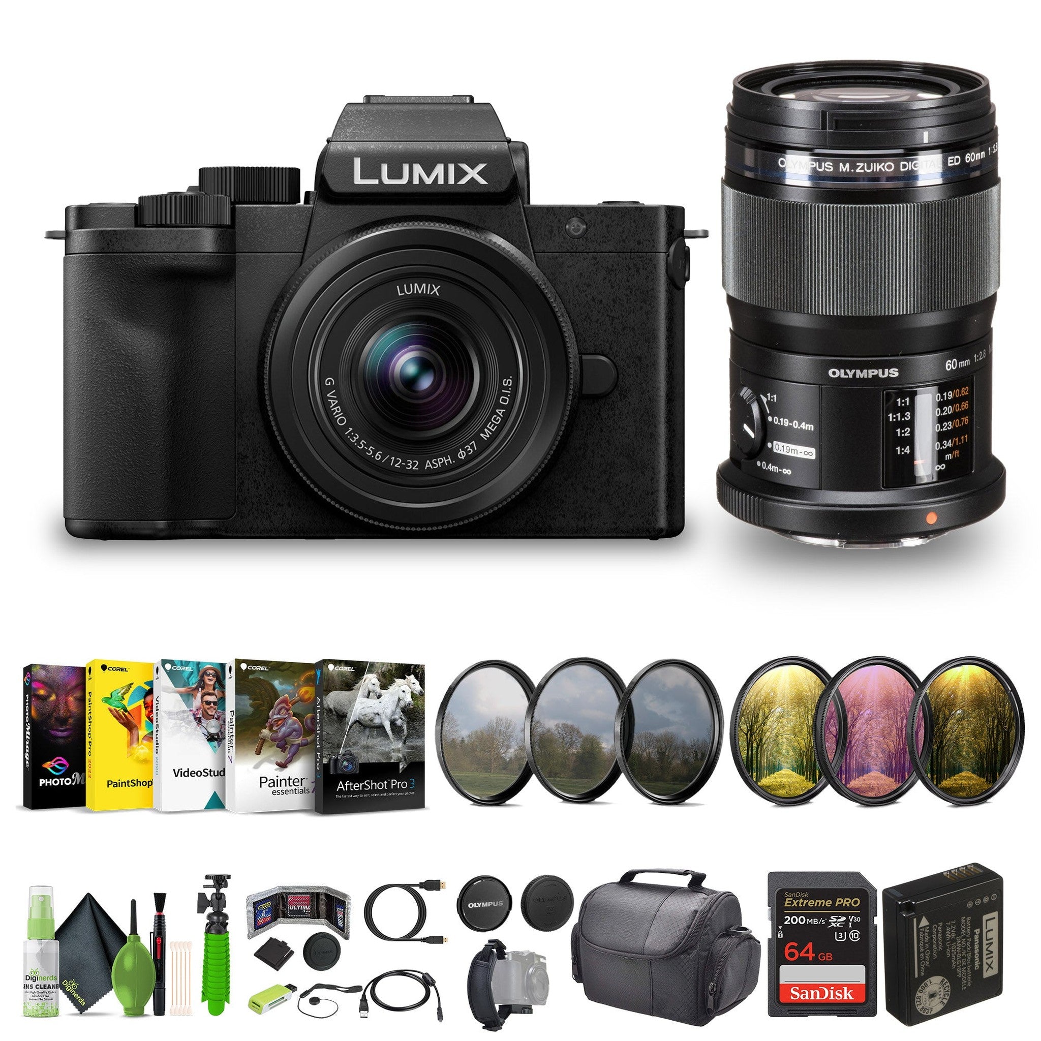 Panasonic Lumix G100D 4K Mirrorless Camera Vlogging Accessories Bundle Panasonic