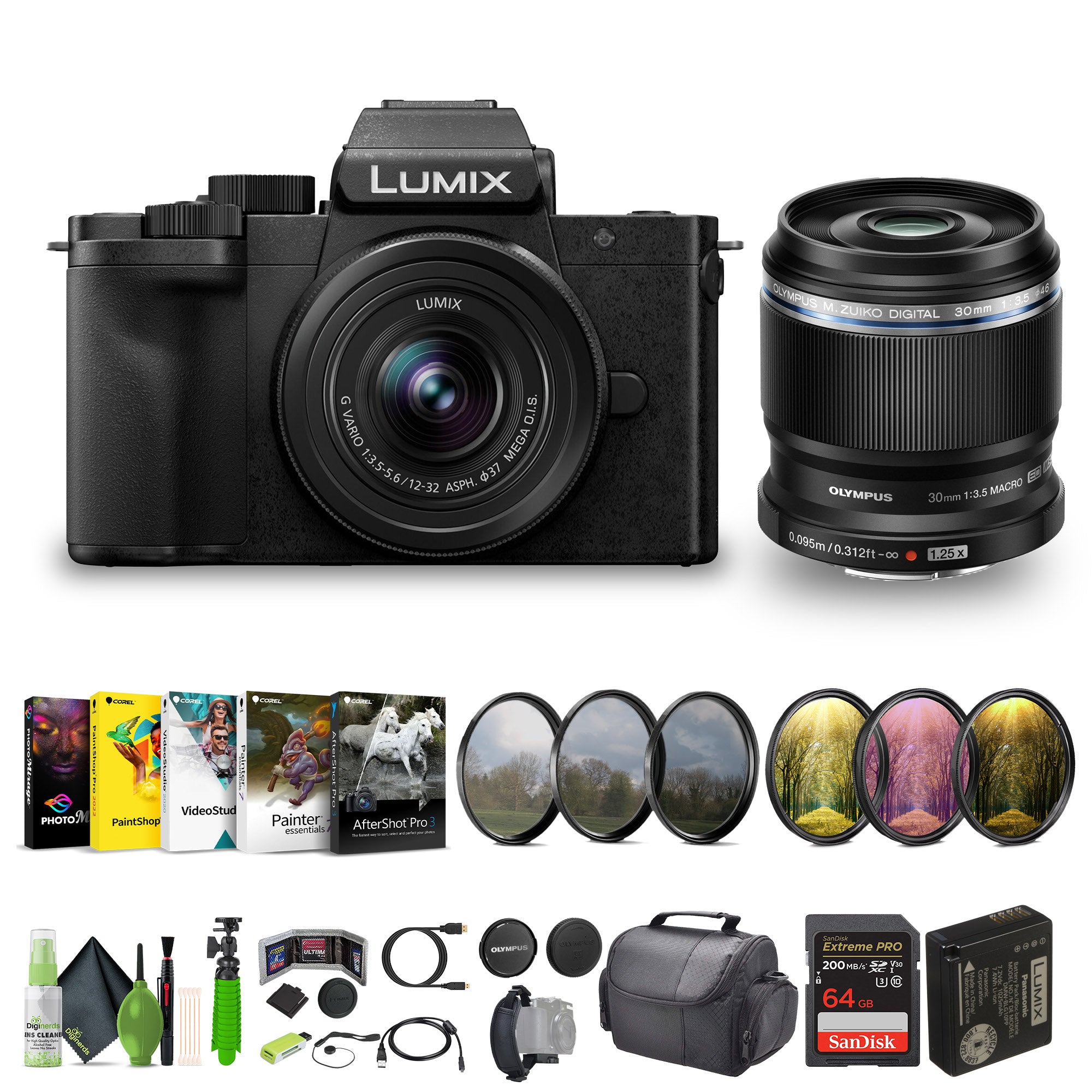 Panasonic Lumix G100D 4K Mirrorless Camera 12-32mm + M.Zuiko ED 30mm f/3.5 Macro