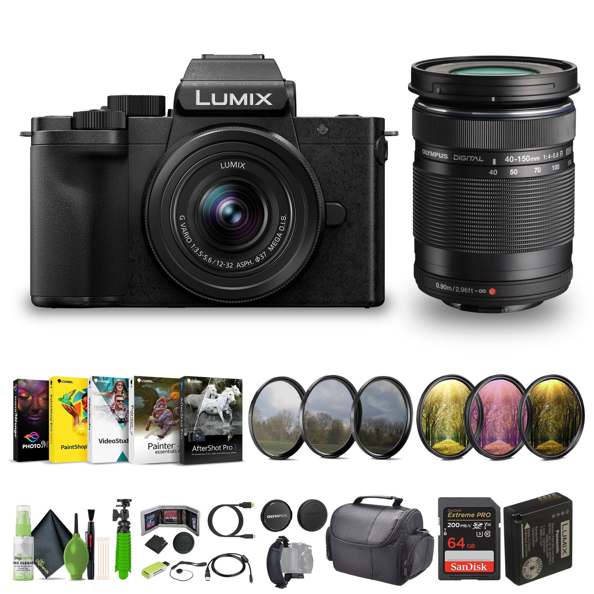 Panasonic Lumix G100D 4K Mirrorless Camera, Youtube Vlogger Kit Bundle Panasonic