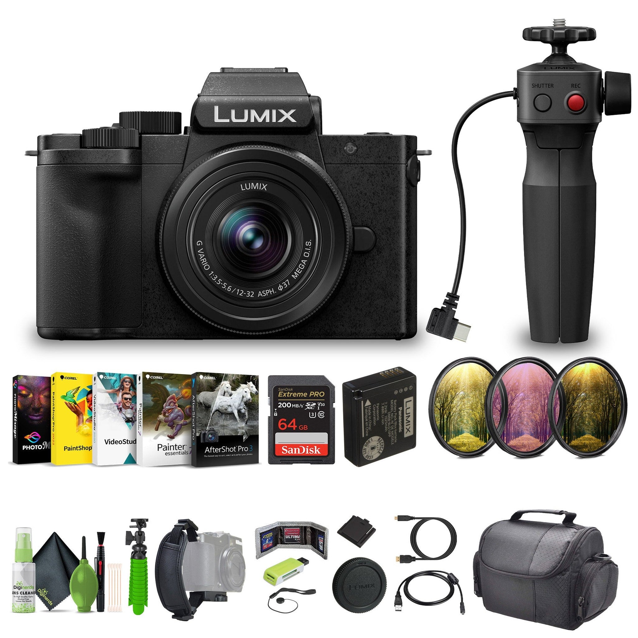 Panasonic Lumix G100D 4K Mirrorless Vlogging Camera 12-32mm Lens + Tripod Grip Panasonic