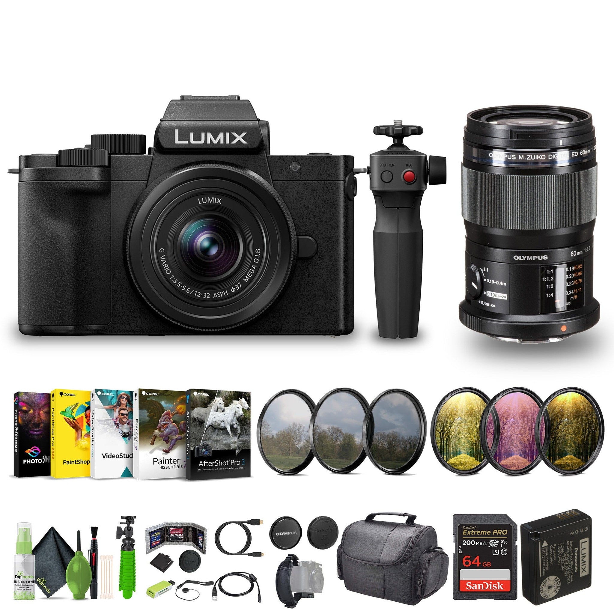 Panasonic Lumix G100D 4K Mirrorless Camera with Tripod Vlogging Kit Bundle Panasonic