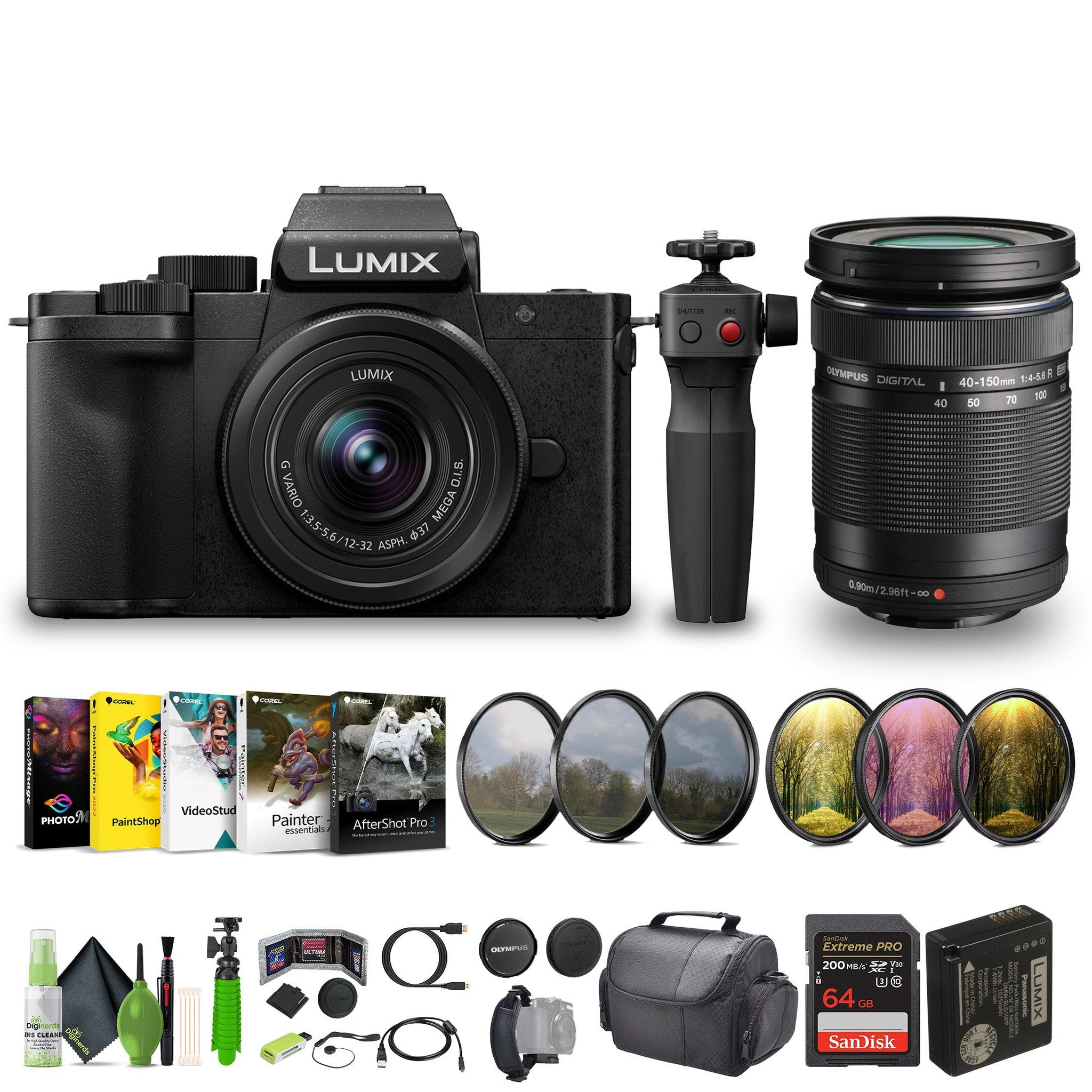 Panasonic Lumix G100D 4K Mirrorless Camera 12-32mm + M.Zuiko ED 40-150mm Lens Panasonic