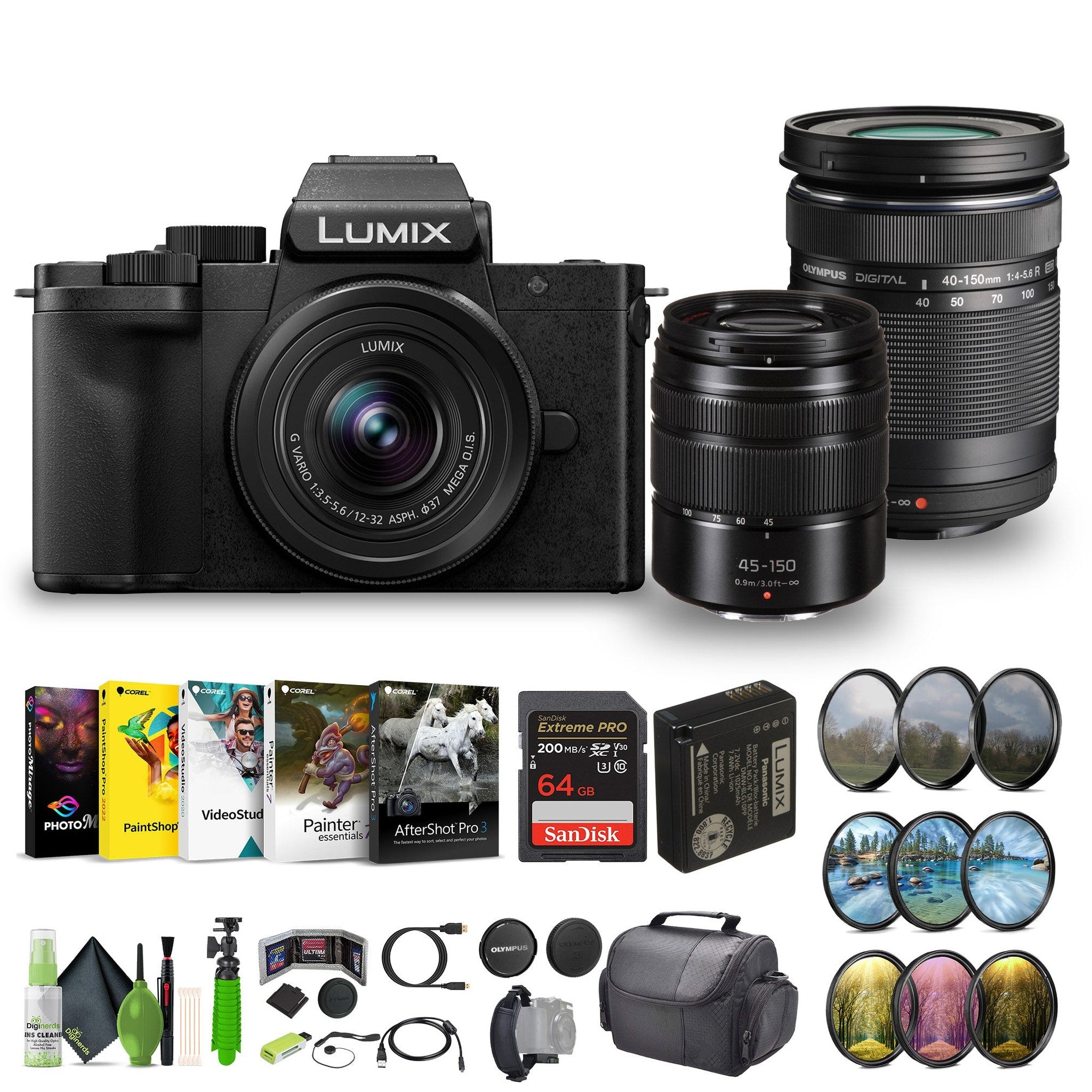 Panasonic Lumix G100D 4K Mirrorless Camera Bundle With Vlogging Accessories Panasonic