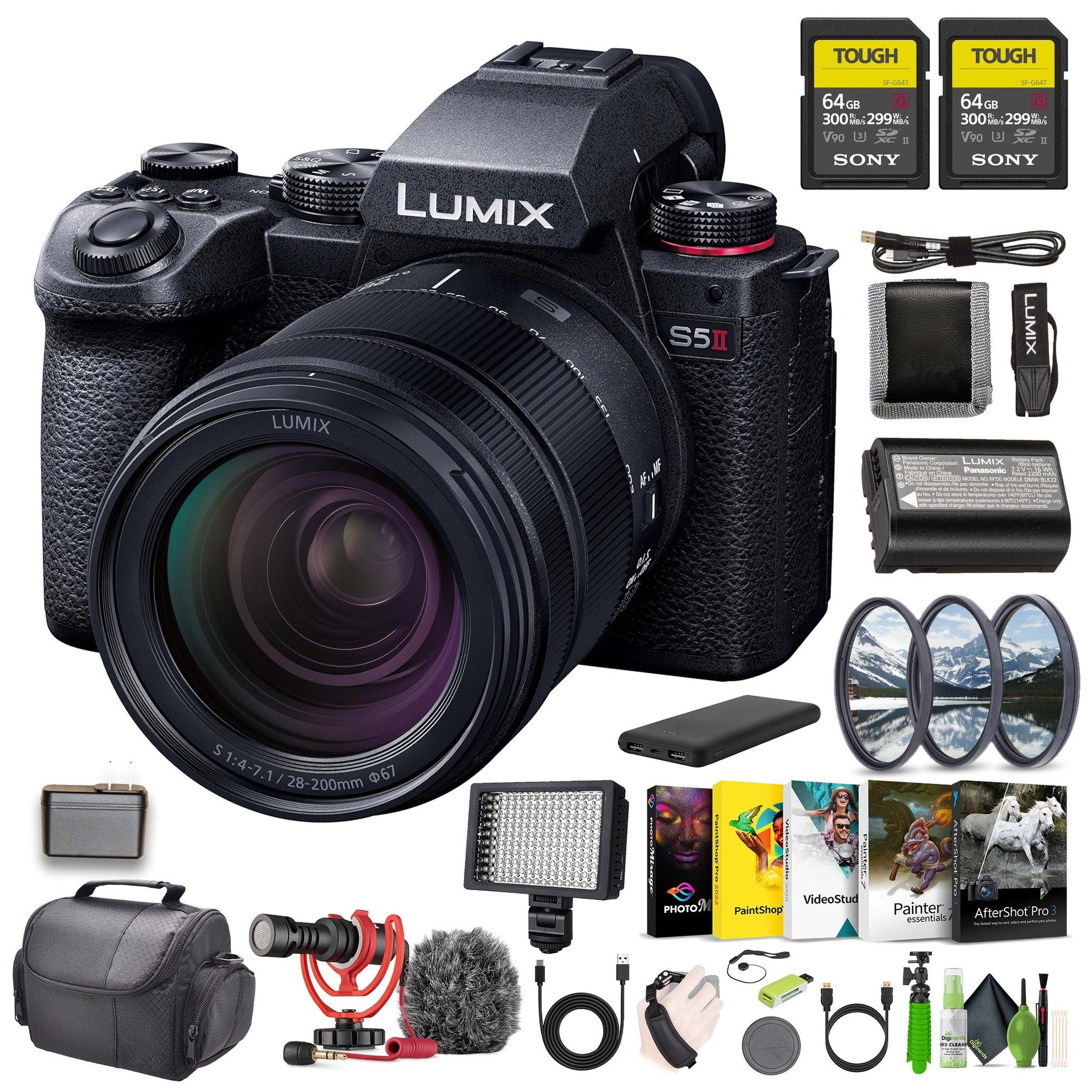Panasonic LUMIX S5II Mirrorless Camera With S 28-200mm F4-7.1 Macro Lens Bundle