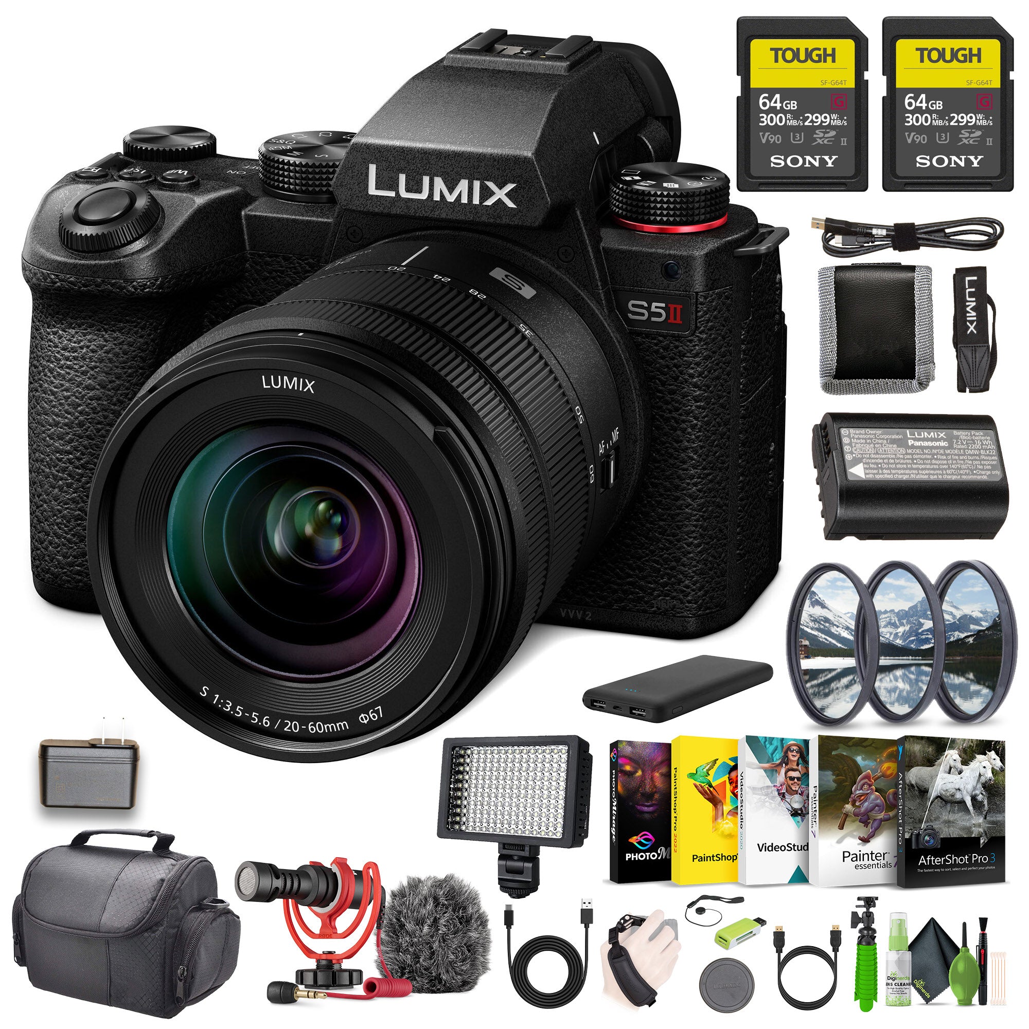 Panasonic LUMIX S5II Mirrorless Camera With 20-60mm F3.5-5.6-L Mount Lens Bundle
