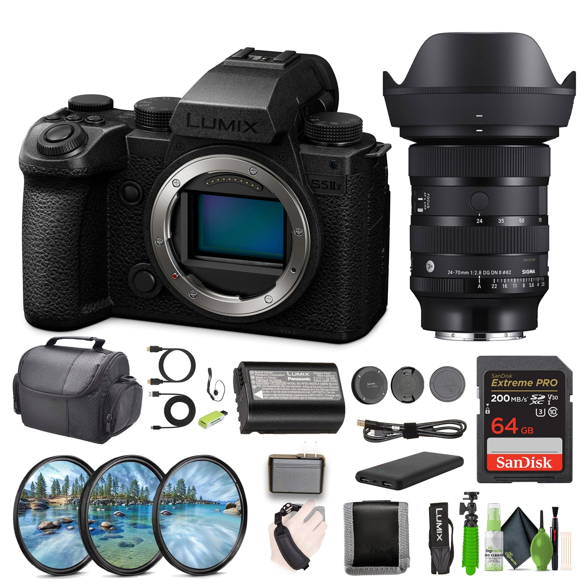 Panasonic Lumix S5IIX Mirrorless Camera + Sigma 24-70mm Lens + Tripod+ Bag +More