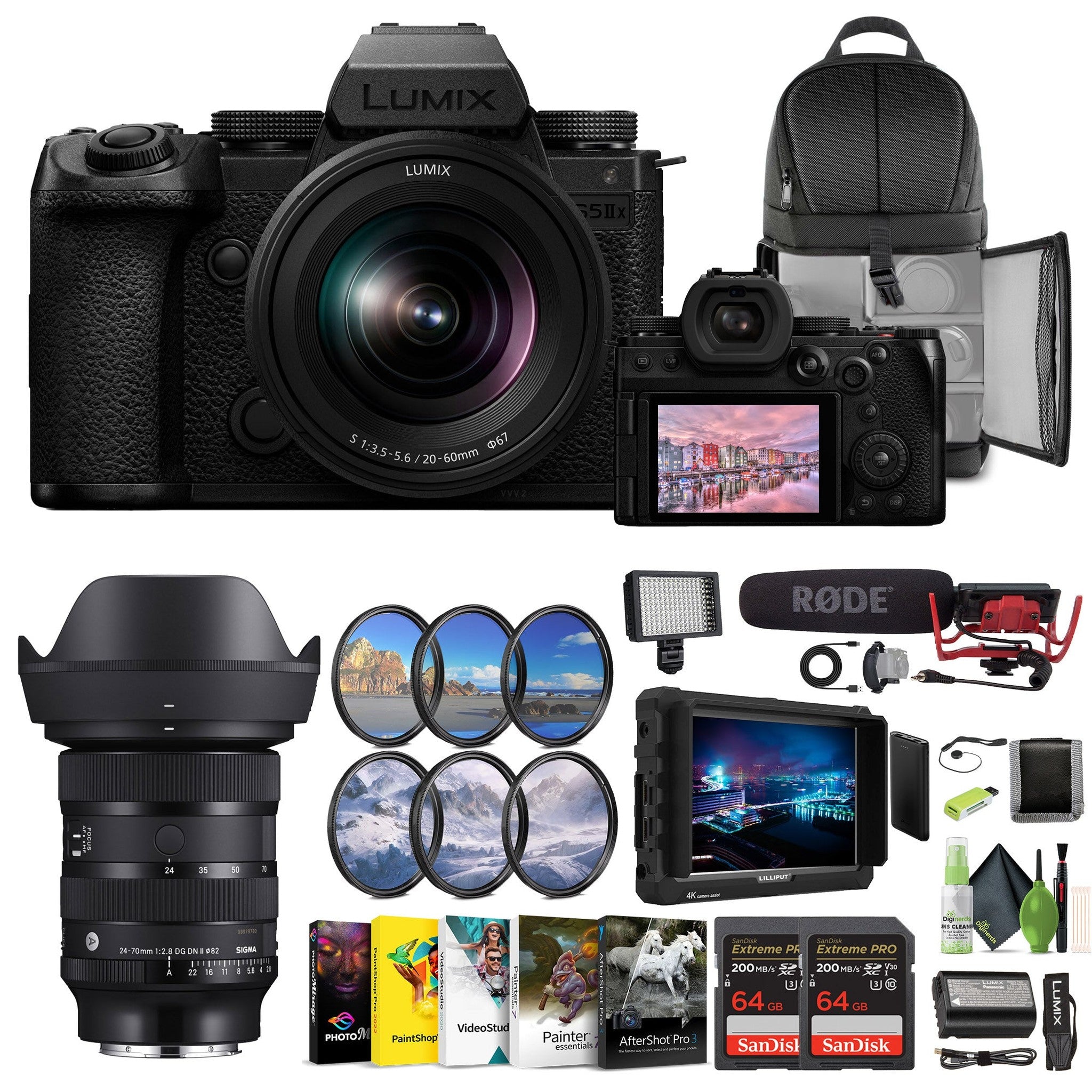 Panasonic LUMIX S5IIX Mirrorless Camera 24.2MP with 20-60mm Lens + Sigma 24-70mm