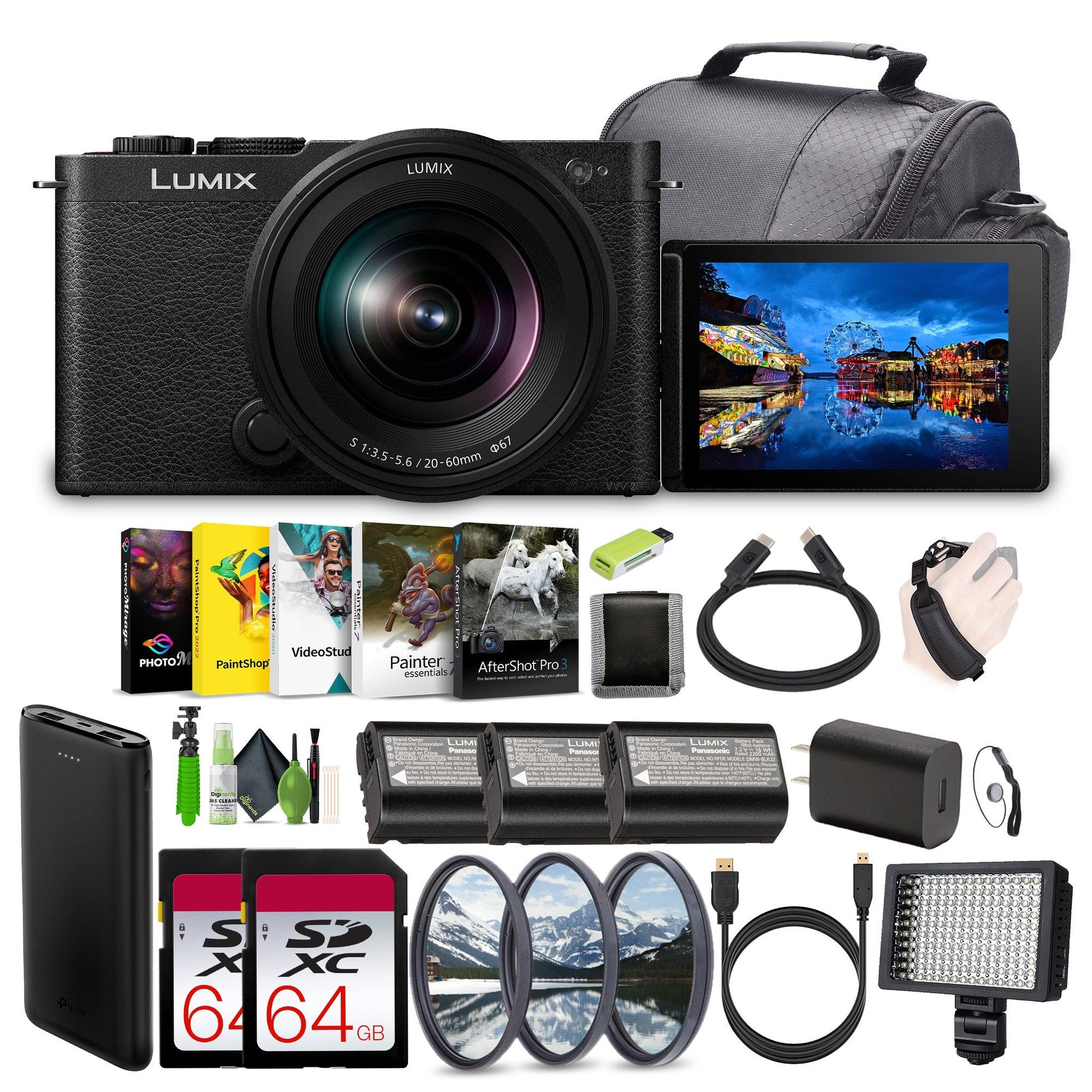 Panasonic LUMIX S9 Mirrorless Camera with 20-60mm L Mount Lens - Black -Bundle