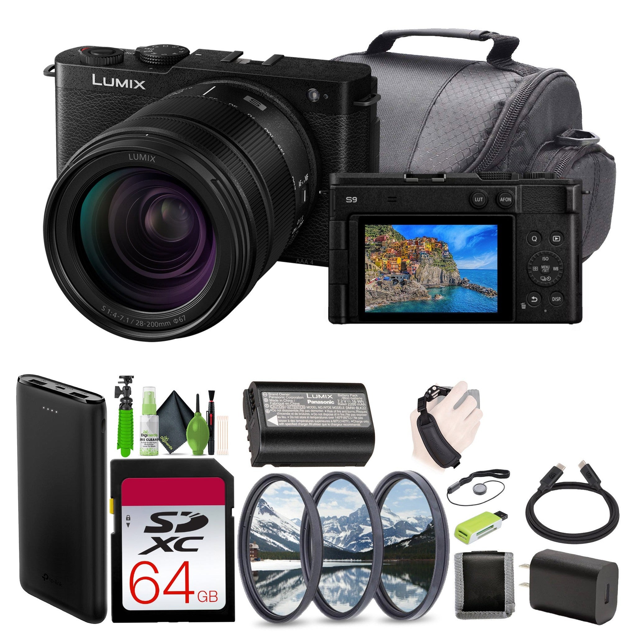 Panasonic LUMIX S9 Mirrorless Full Frame Camera with 28-200mm L Mount Lens Black