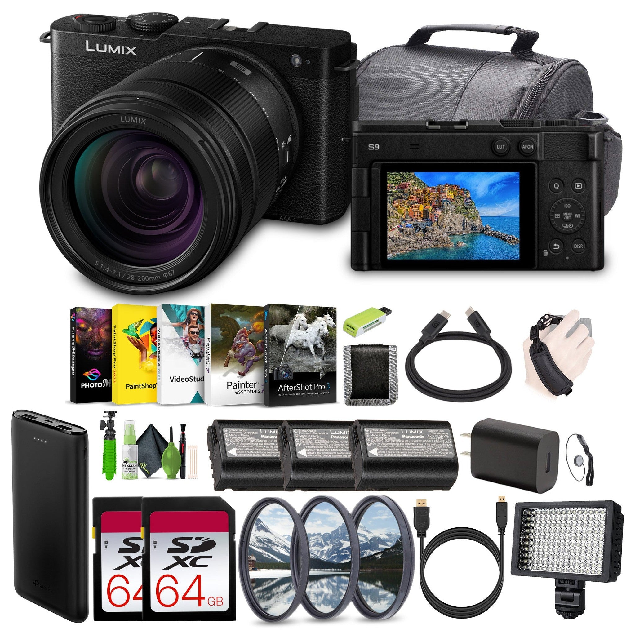 Panasonic LUMIX S9 Mirrorless Camera with 28-200mm L Mount Lens - Black -Bundle