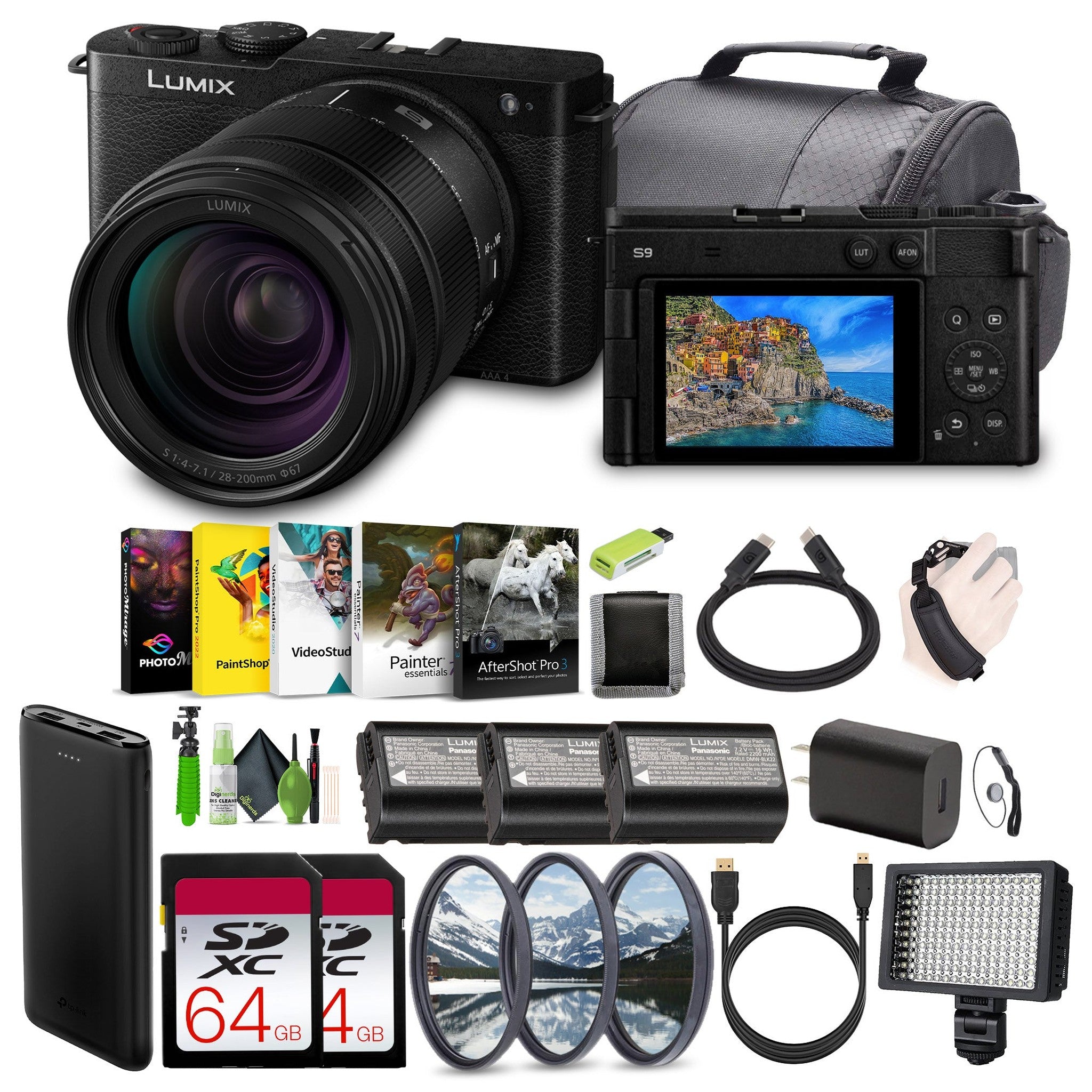 Panasonic LUMIX S9 Mirrorless Camera with 28-200mm L Mount Lens - Black -Bundle