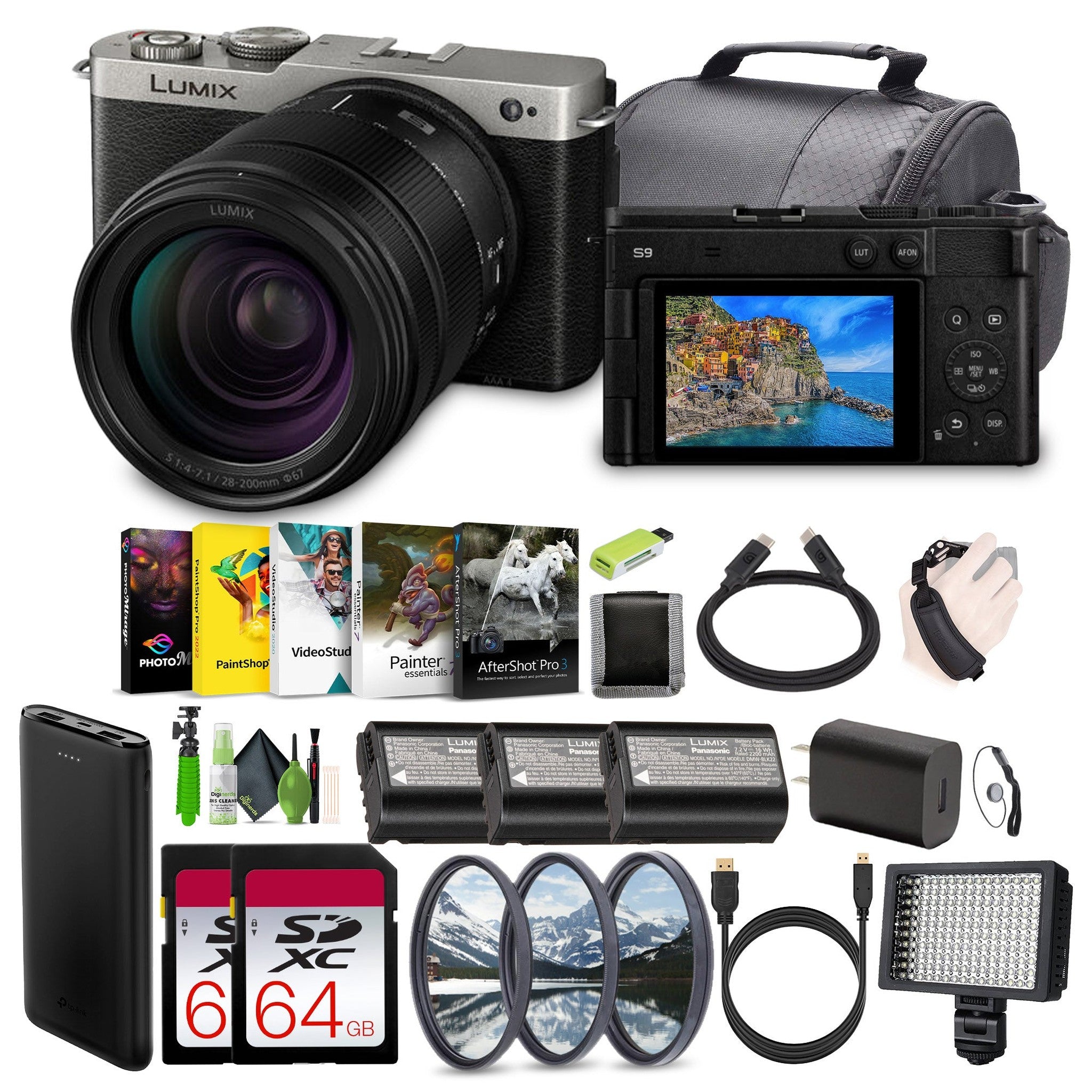 Panasonic LUMIX S9 Mirrorless Camera with 28-200mm L Mount Lens Bundle Silver