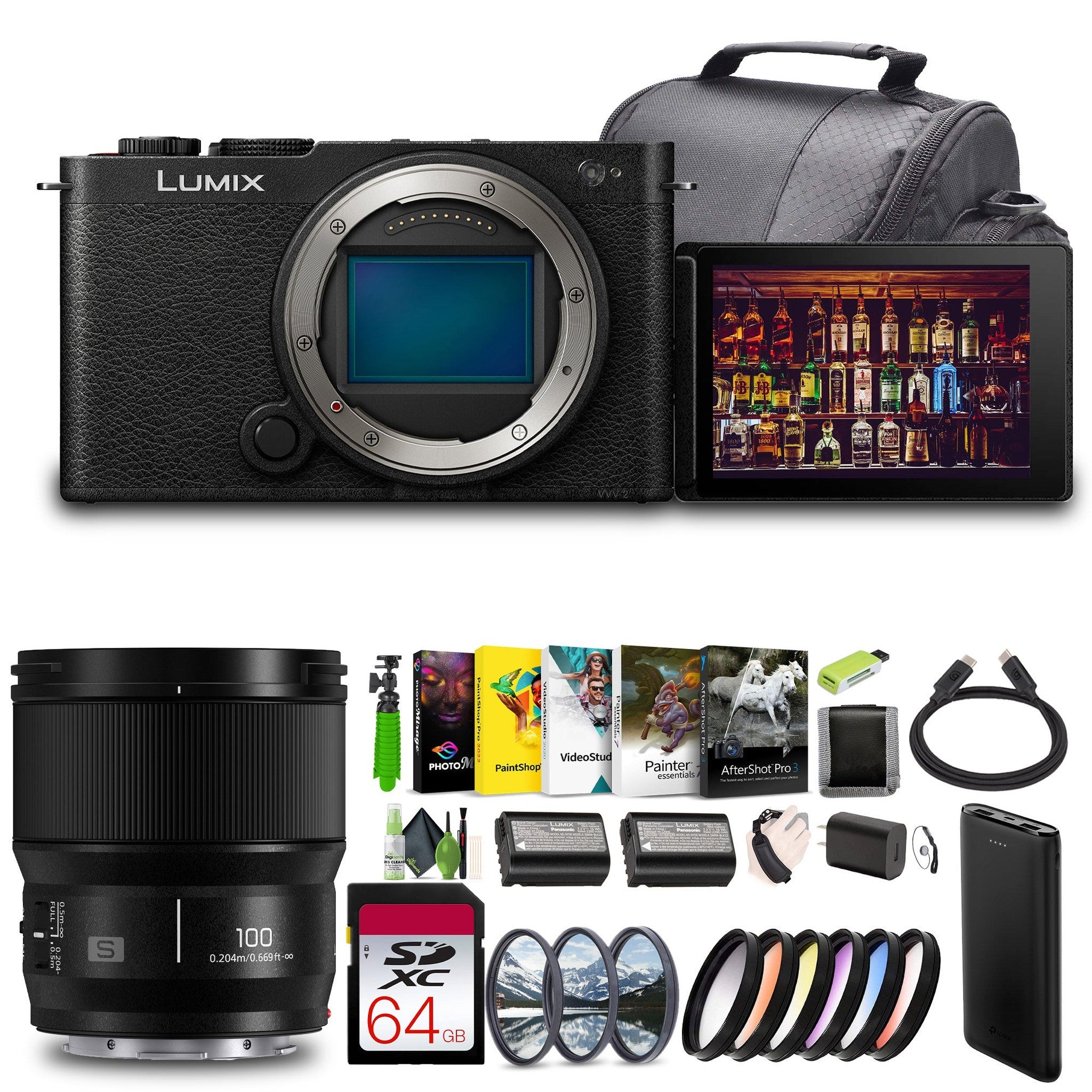Panasonic LUMIX S9 Mirrorless Camera + Lumix S 100mm Macro Lens Leica L Black