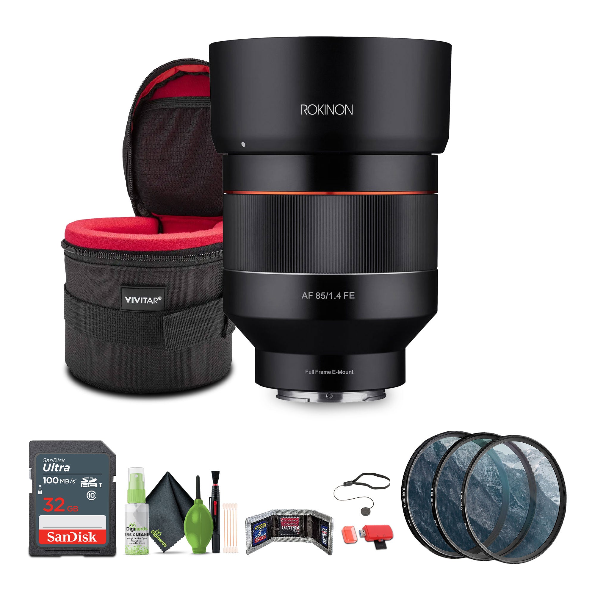 Rokinon AF 85mm f/1.4 Lens for Sony E + Bundle