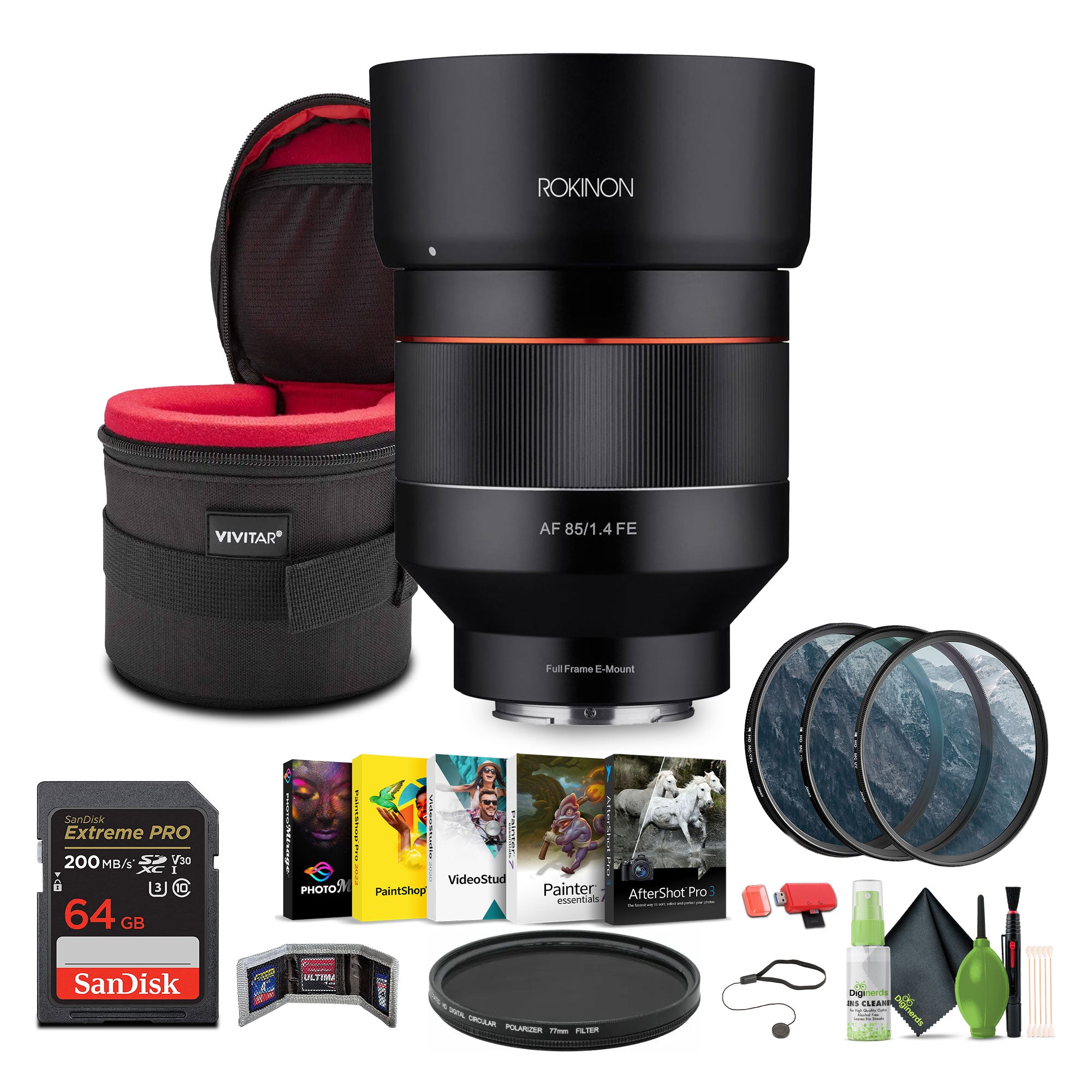 Rokinon AF 85mm f/1.4 Lens for Sony E + Bundle