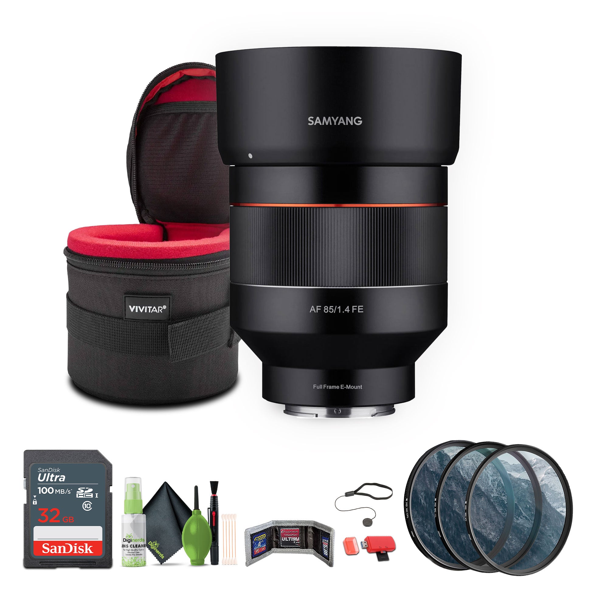 Samyang SYIO85AF-E 85mm F1.4 Auto Focus Weather Sealed Lens + Bundle
