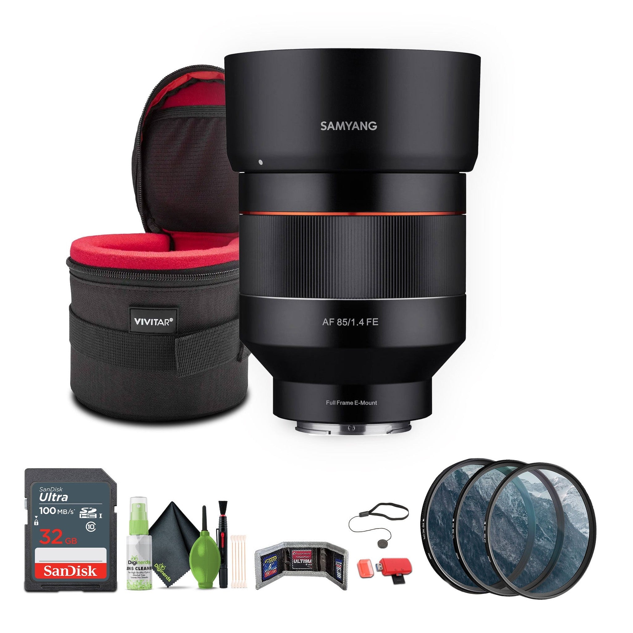 Samyang SYIO85AF-E 85mm F1.4 Auto Focus Weather Sealed Lens + Bundle Samyang