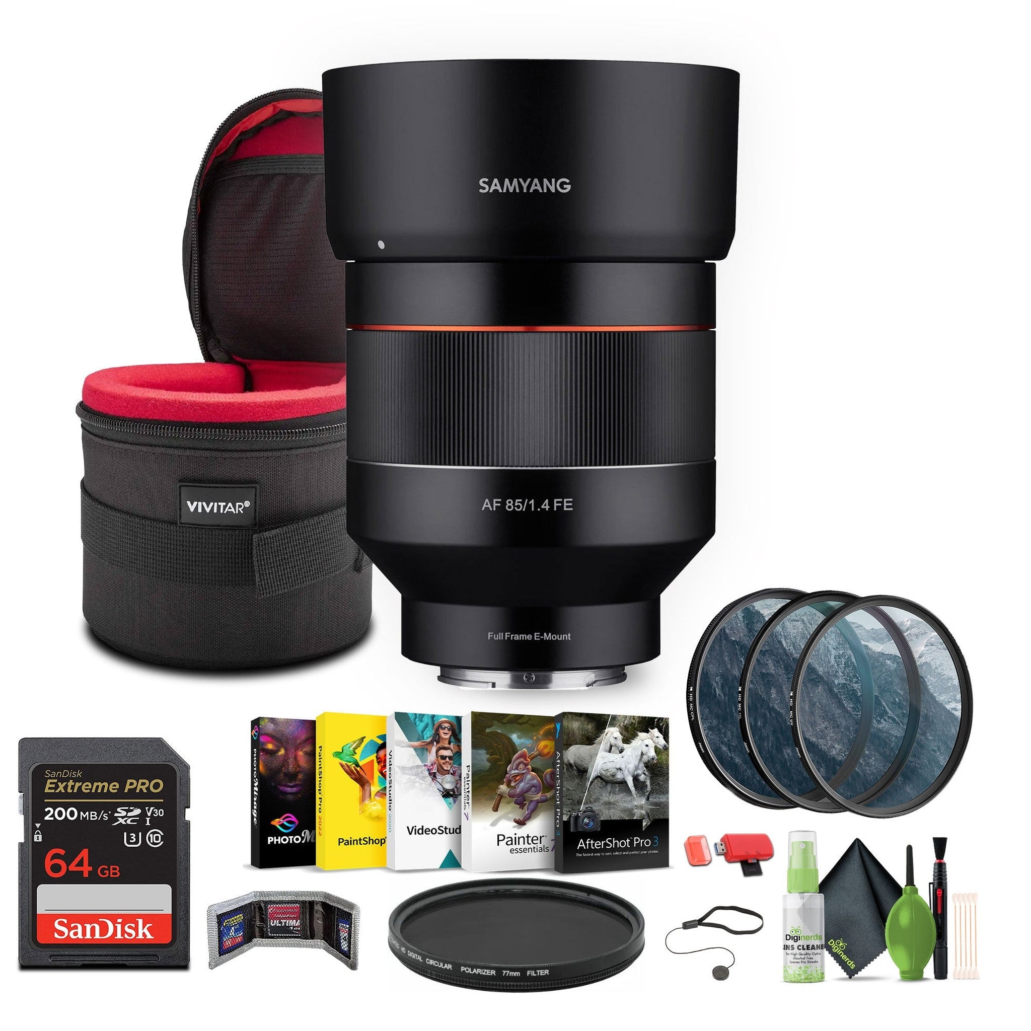 Samyang SYIO85AF-E 85mm F1.4 Auto Focus Weather Sealed Lens + Bundle Samyang