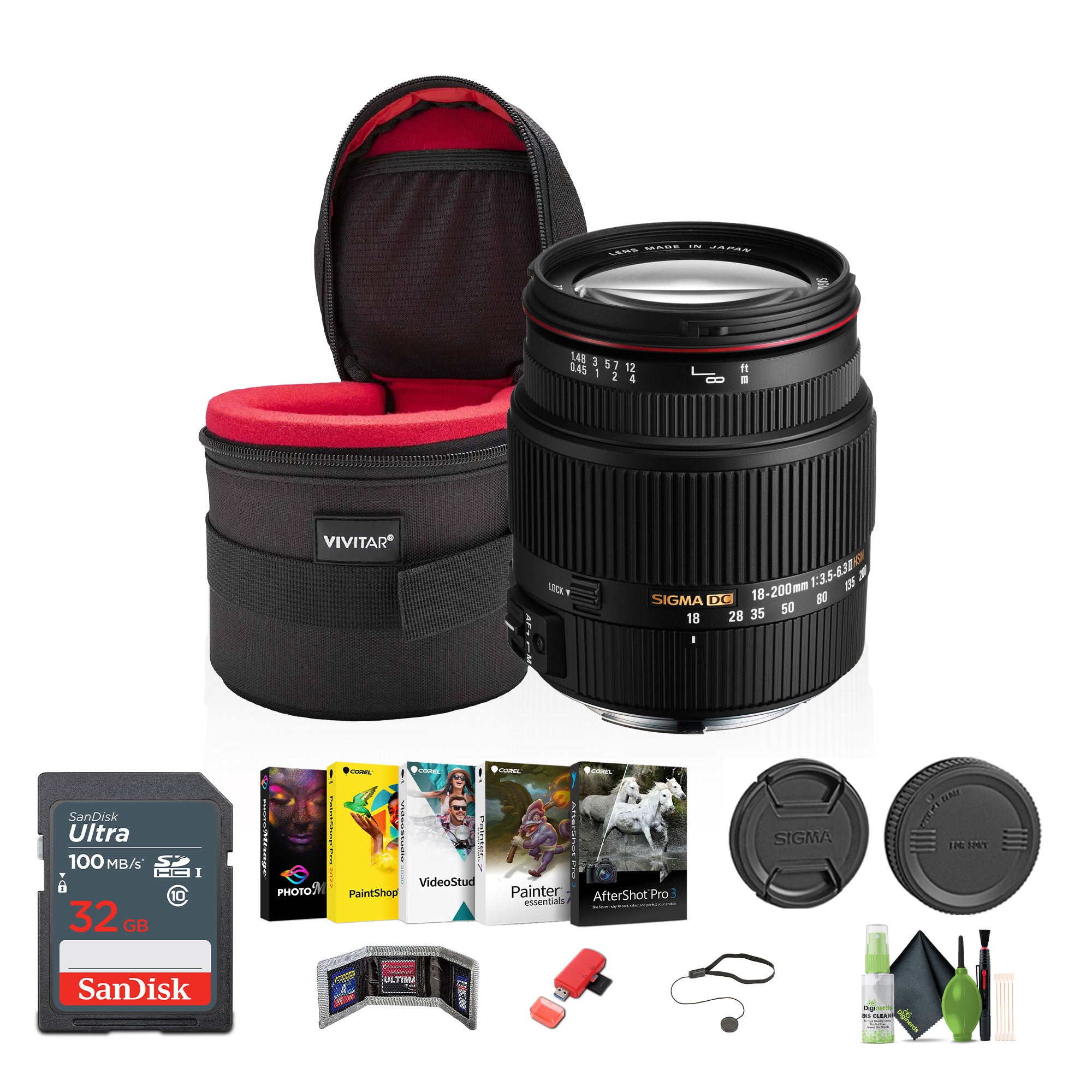 Sigma 18-200mm F3.5-6.3 II DC OS HSM Lens for Sony SLR Camera + Bundle