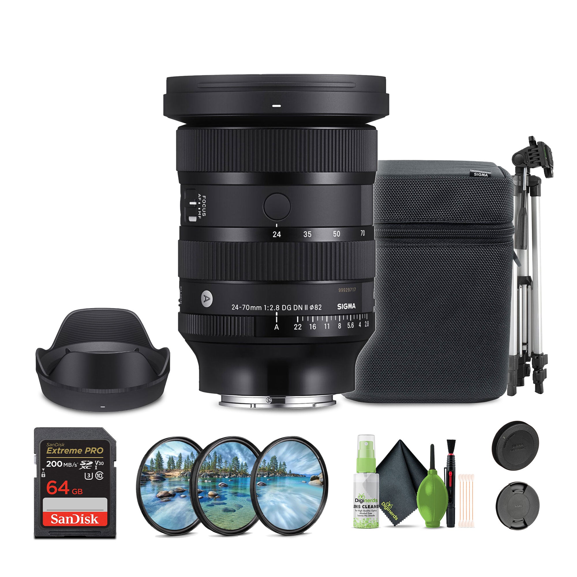 Sigma 24-70mm f/2.8 DG DN II Art Lens Sony E + 64GB Card + Lens Filter 82MM