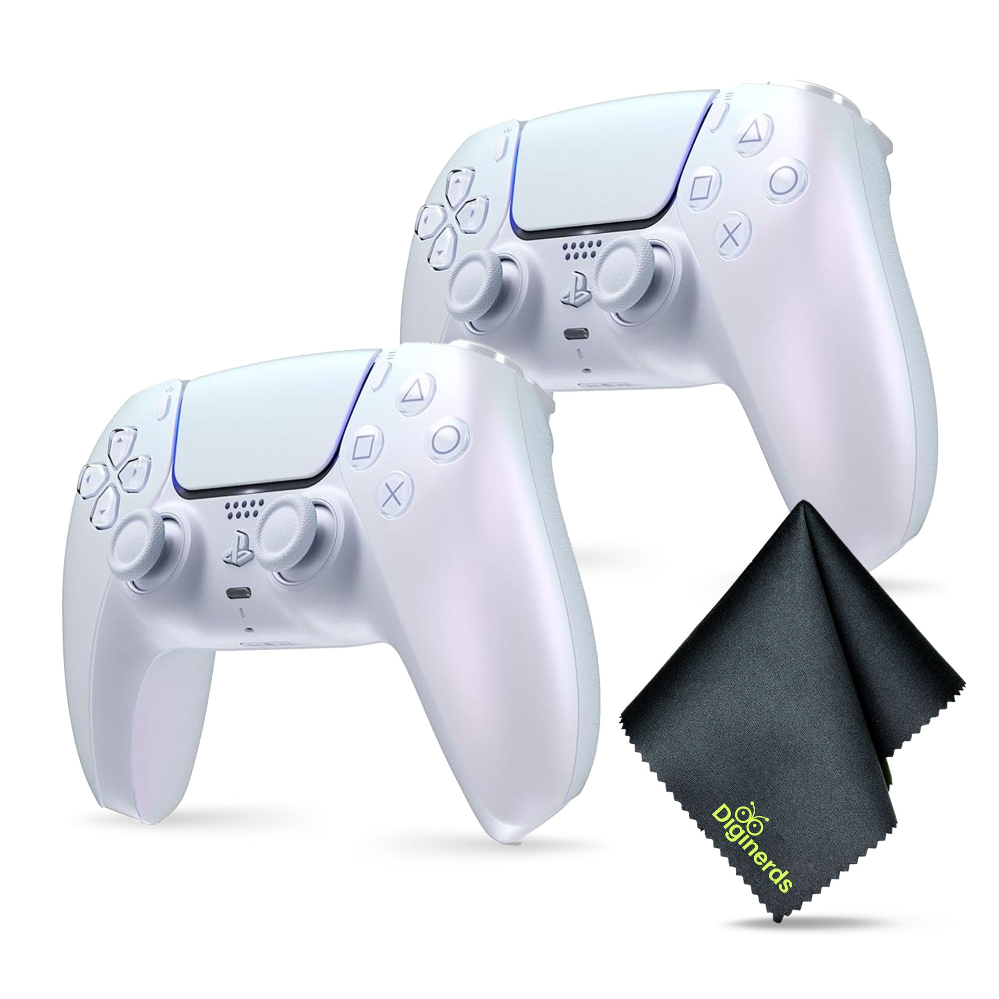 2x Sony PS5 DualSense Wireless Controller - Chroma Pearl + Cleaning Cloth