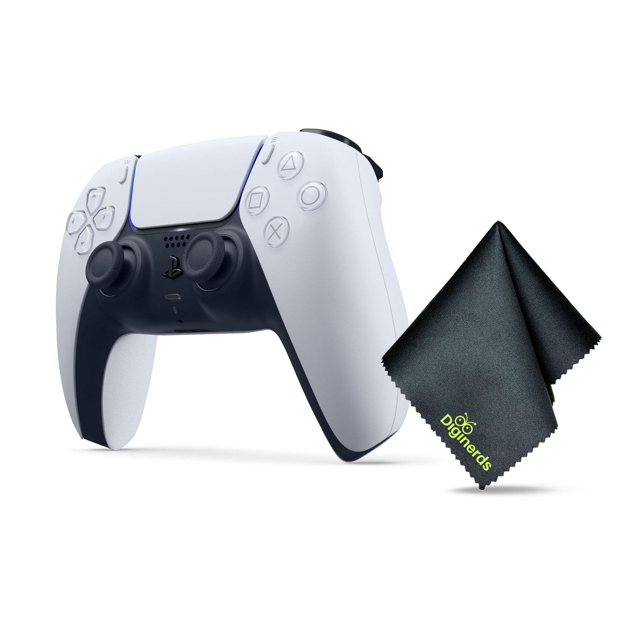 Sony PS5 DualSense Wireless Controller V2 2024 Model - White + Microfiber Cleaning Cloth PlayStation