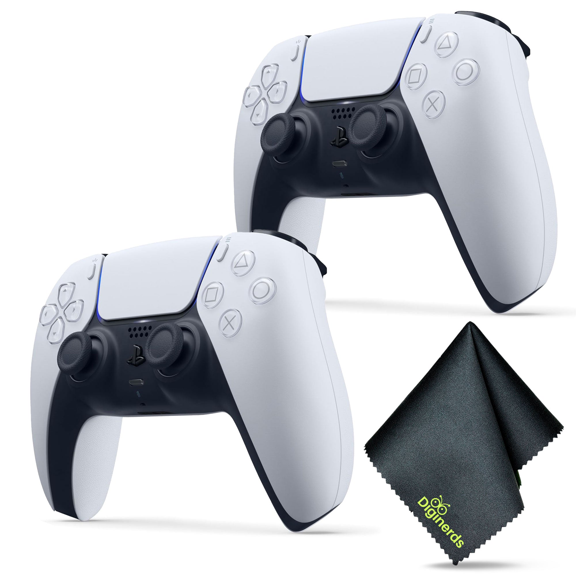 2x Sony PS5 DualSense Wireless Controller V2 (2024 Model)- White + Cleaning Cloth