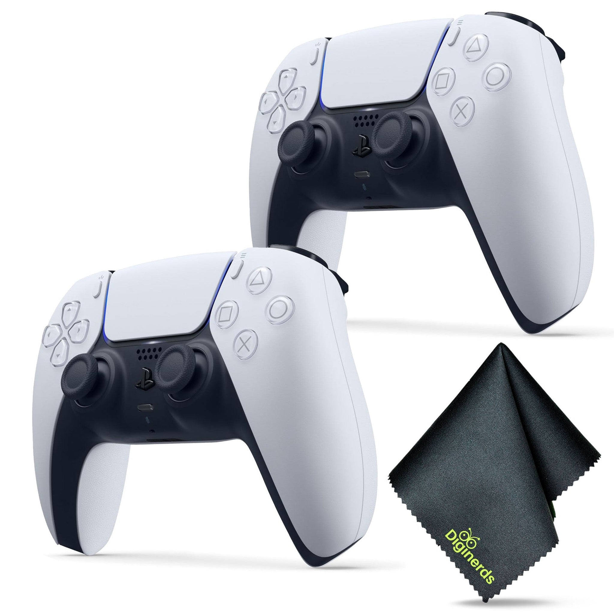 2x Sony PS5 DualSense Wireless Controller V2 2024 Model - White + Cleaning Cloth PlayStation