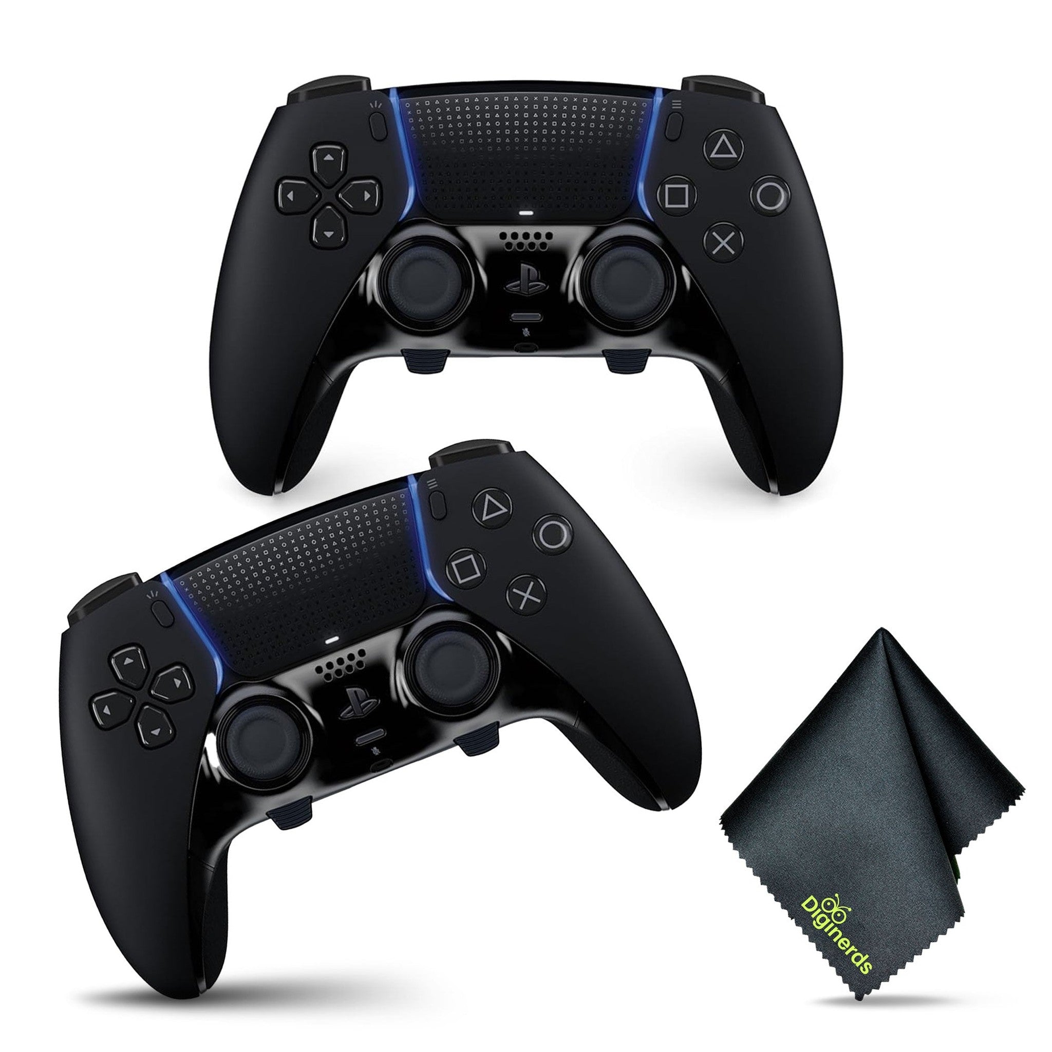 2x Sony PS5 DualSense Edge Wireless Controller BLACK + Microfiber Cleaning Cloth