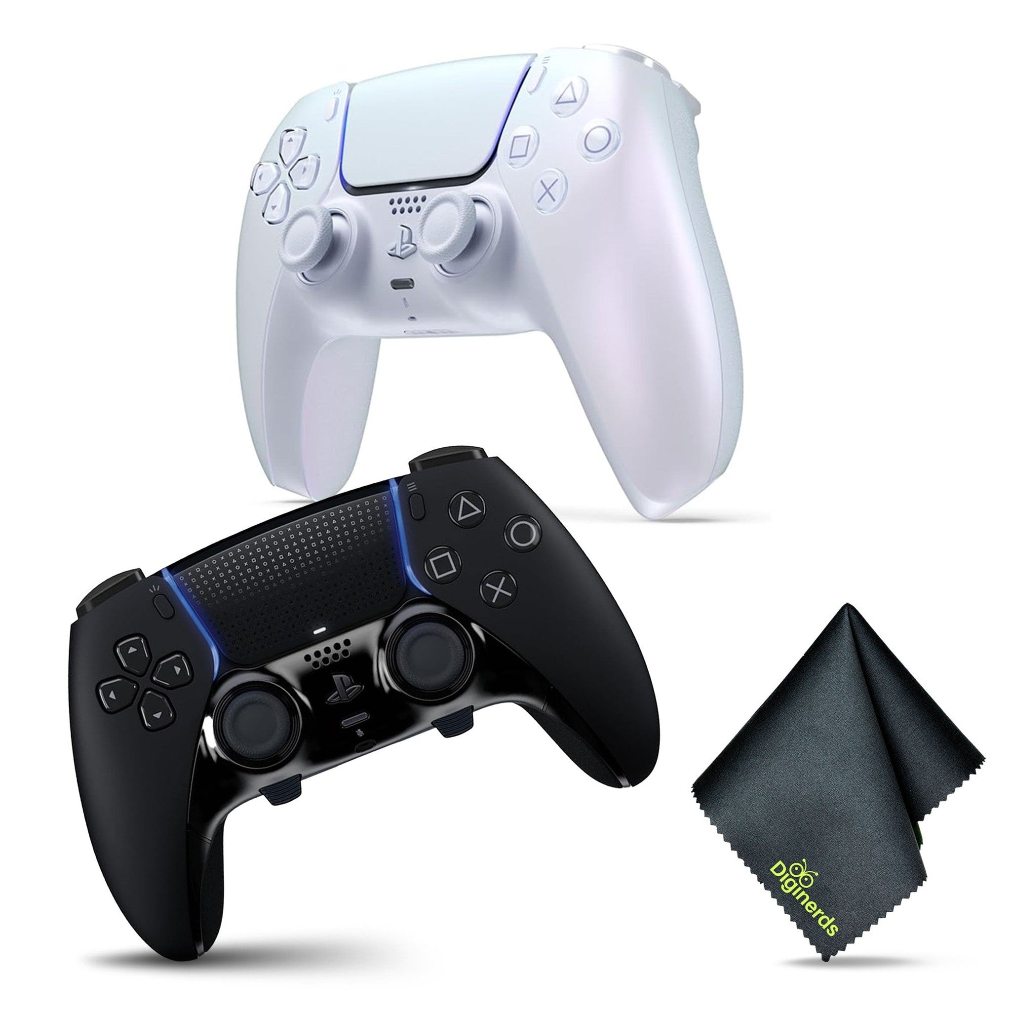 Sony PS5 DualSense Edge Wireless Controller BLACK + Chroma Pearl + Cleaning Cloth PlayStation