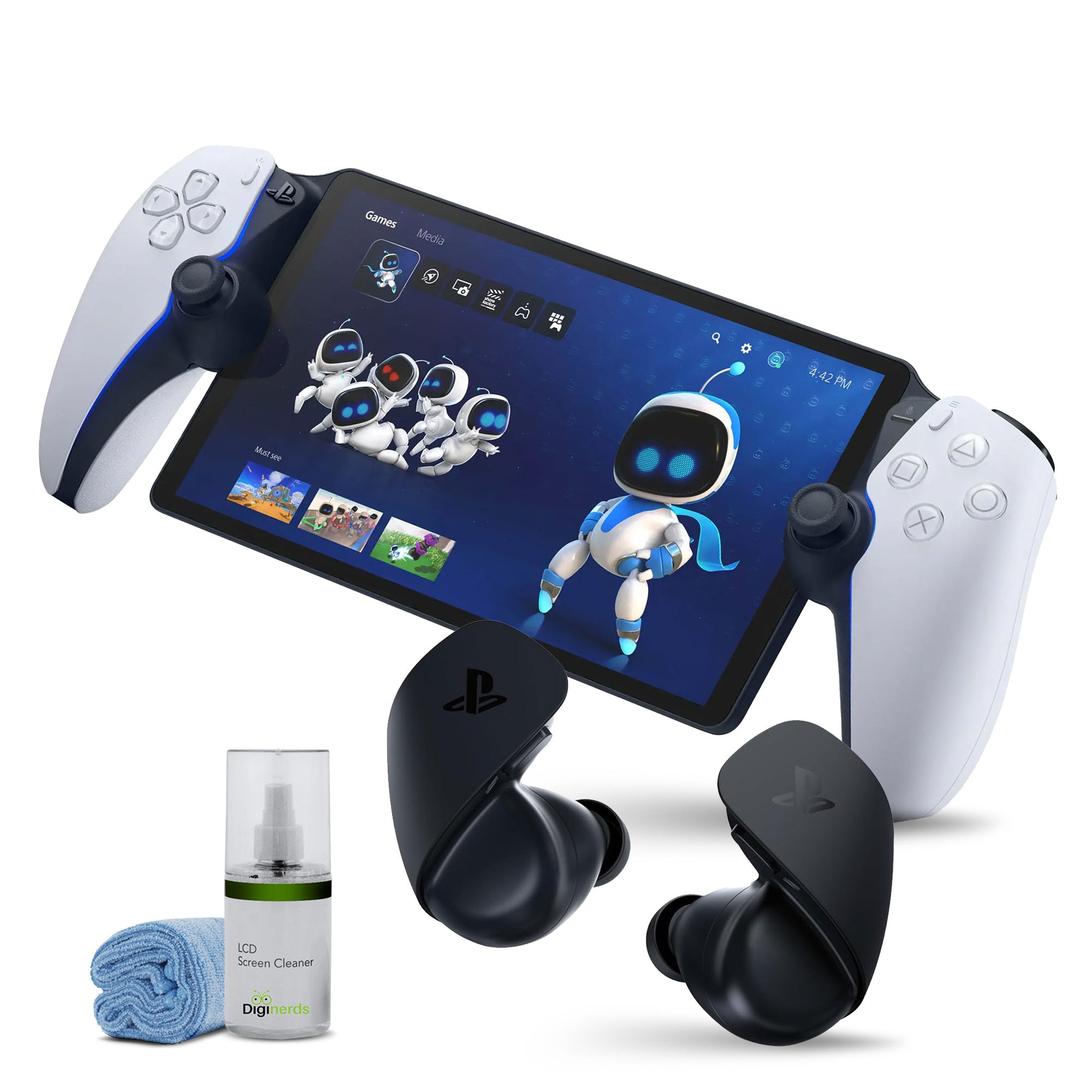 PlayStation Portal Remote Player 5 White + Sony PULSE Explore Earphones Bundle
