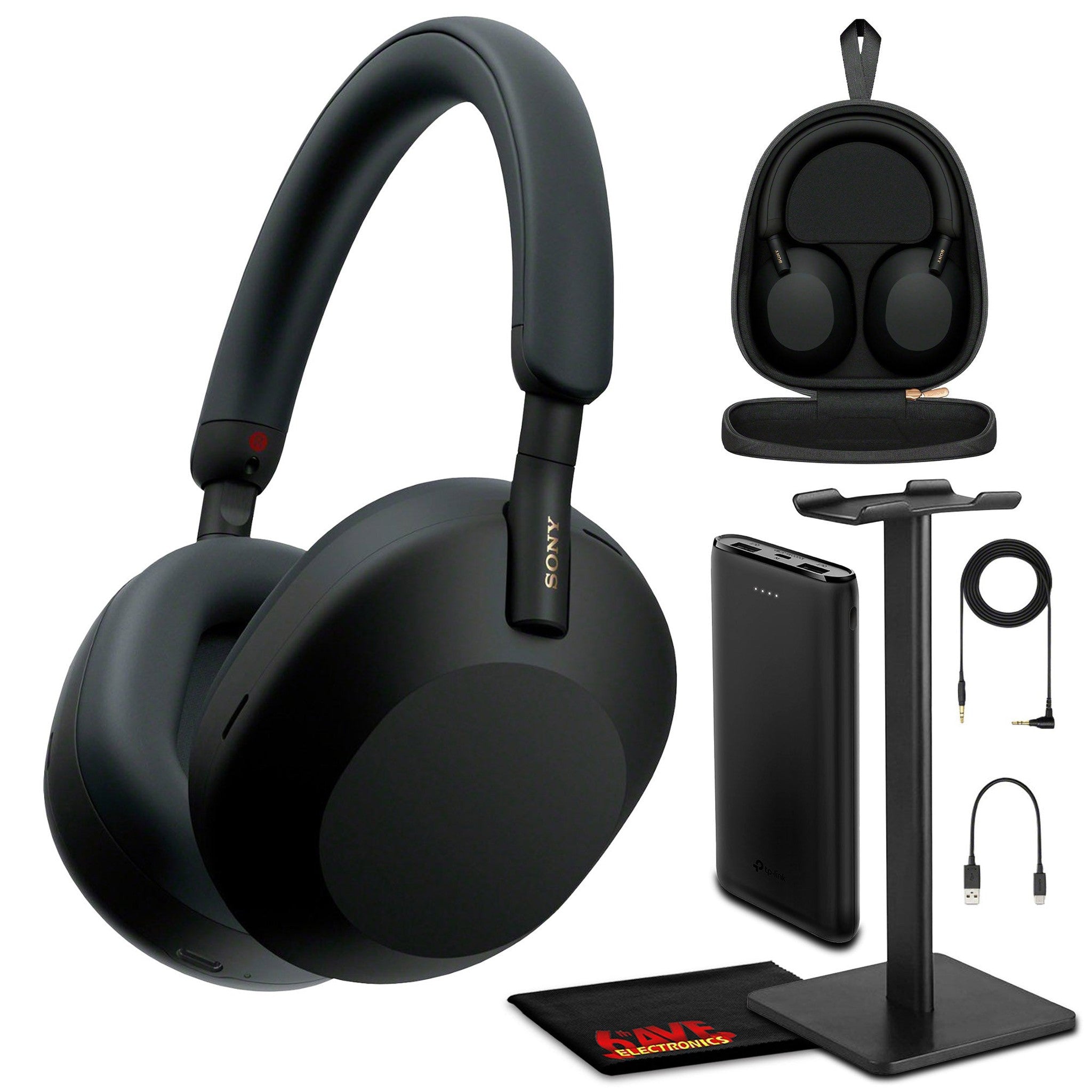 Sony WH-1000XM5 Noise-Canceling Wireless Over-Ear Headphones Black Bundle Sony