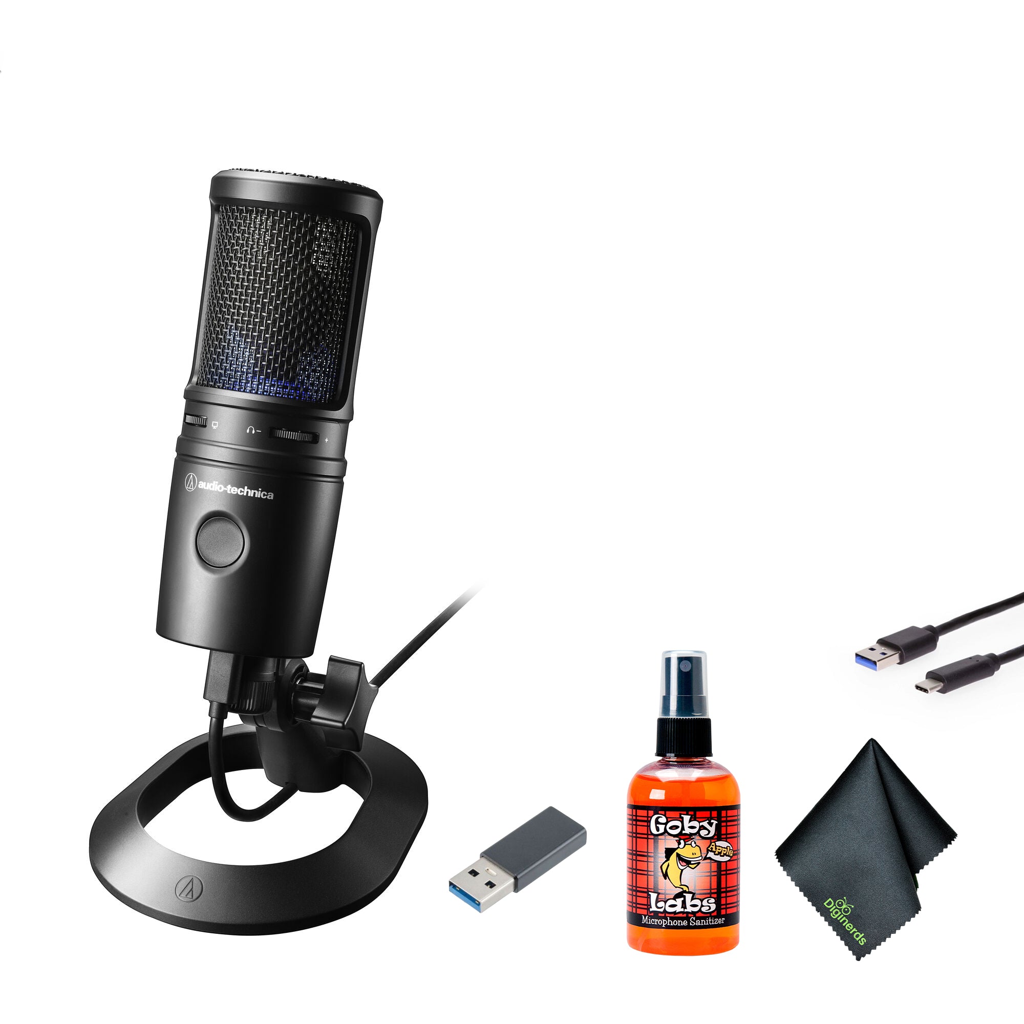 Audio-Technica AT2020USB-X Cardioid Condenser USB Microphone, Black, Bundle