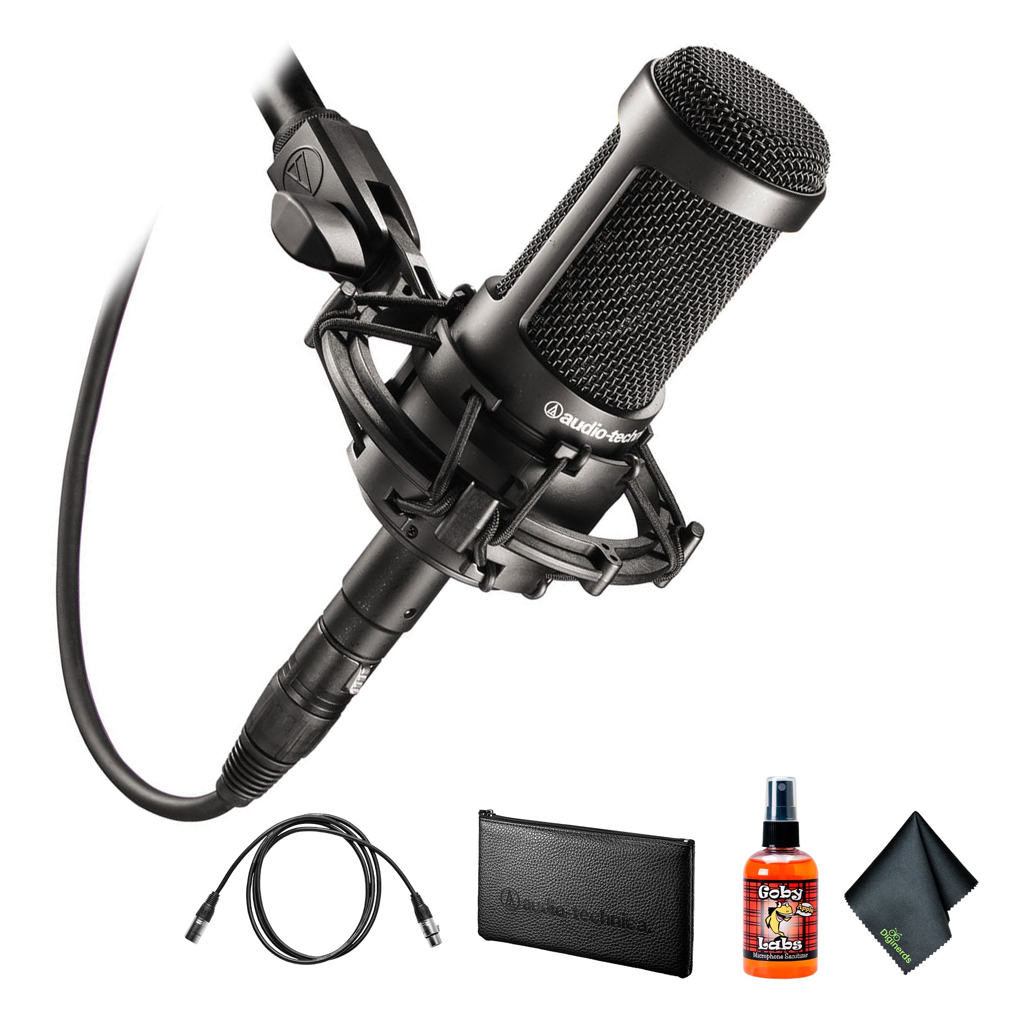 Audio-Technica AT2035 Cardioid Condenser Microphone, 10 Ft XLR Cable, Bundle