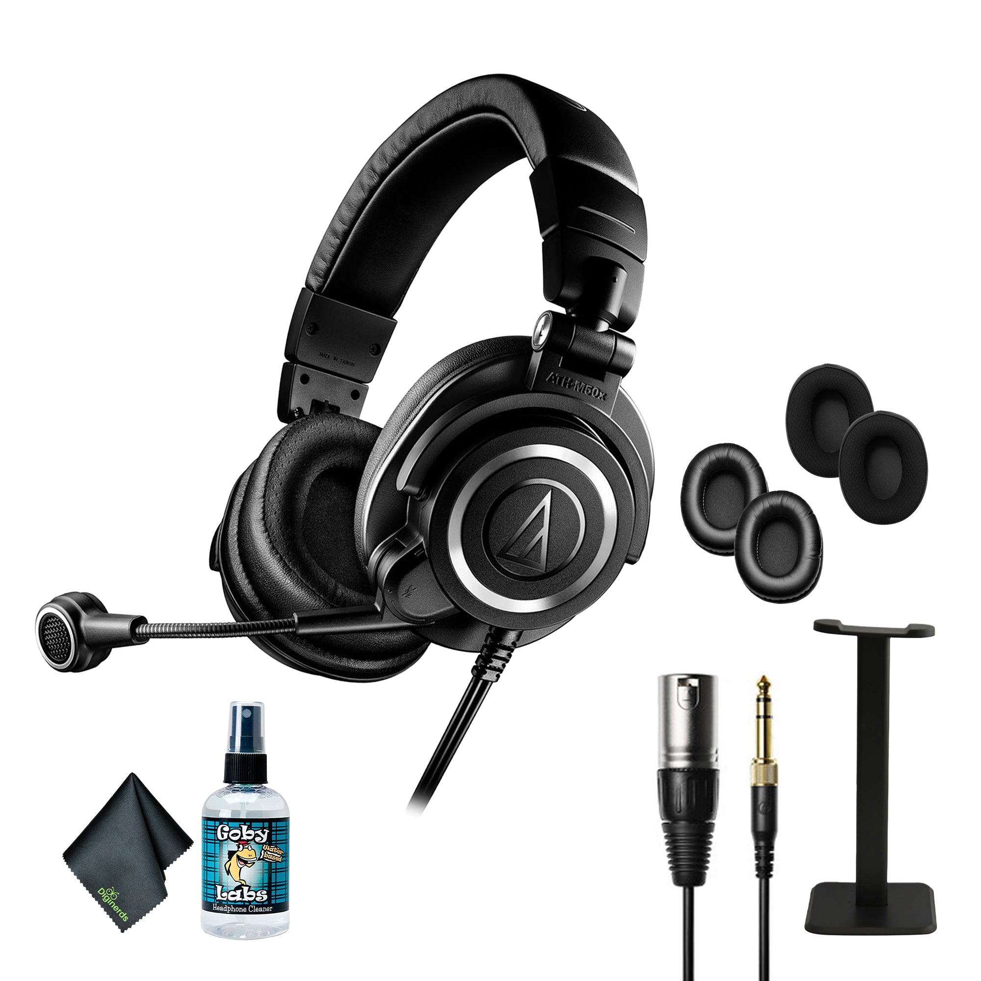 Audio-Technica ATH-M50xSTS XLR StreamSet Streaming Headset, Headphone stand