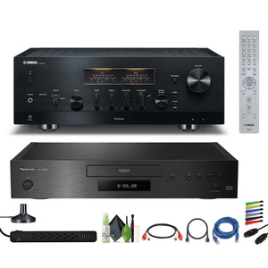 Yamaha R-N2000A 2.1-Channel Network Stereo Receiver Black , Panasonic DP-UB9000 HDR UHD 4K Network Blu-ray Disc Player, Cat5e Ethernet Patch Cable Stranded - Black, Bundle