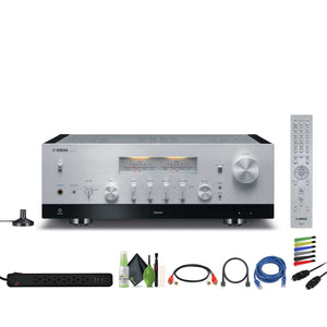 Yamaha R-N2000A 2.1-Channel Network Stereo Receiver Silver , HDMI Cable, dual RCA male to male, Cat5e Ethernet Patch Cable Stranded - Black, Bundle