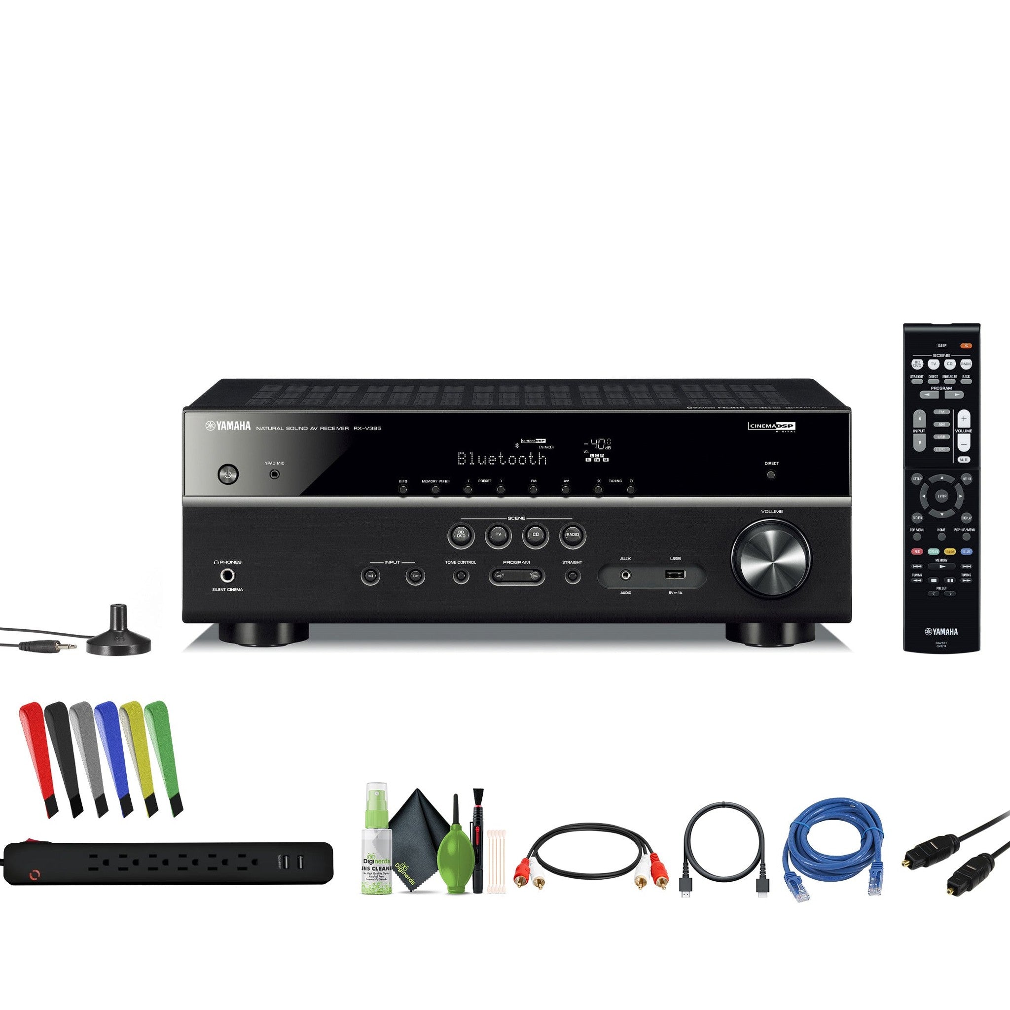 Yamaha RX-V385 5.1-Channel AV Receiver Bundle Yamaha