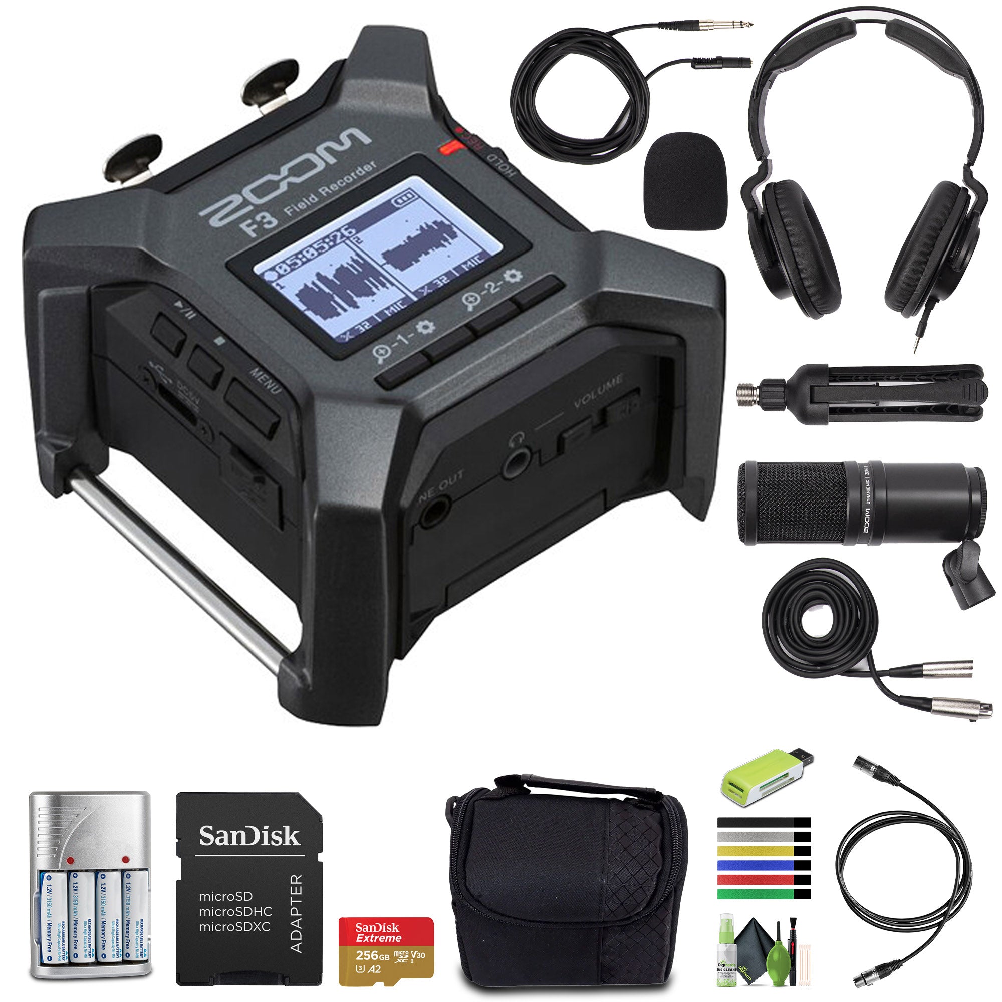 Zoom F3 Professional Field Recorder, 32-bit Float Recording, 2 Channel Recorder, Dual AD Converters, 2 Locking XLR/TRS Inputs, Battery Powered, Wireless Control