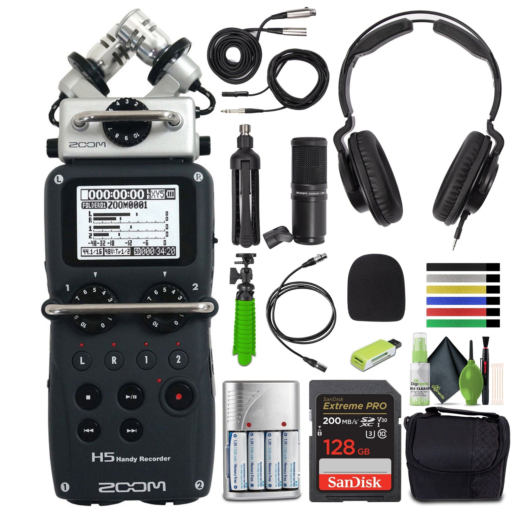 Zoom H5 4-Track Portable Recorder for Audio for Video, Music, and Podcasting, Stereo Microphones, 2 XLR/TRS Inputs, USB Audio Interface, Battery Powered