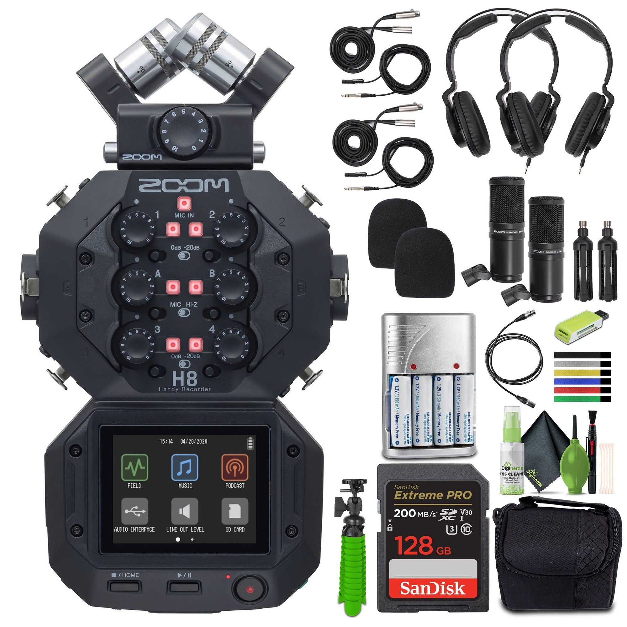 Zoom H8 12-Track Portable Recorder, Stereo Microphones, 6 Inputs, Touchscreen Interface, USB Audio Interface, Battery Powered, for Stereo/Multitrack Audio for Video, Podcasting, and Music