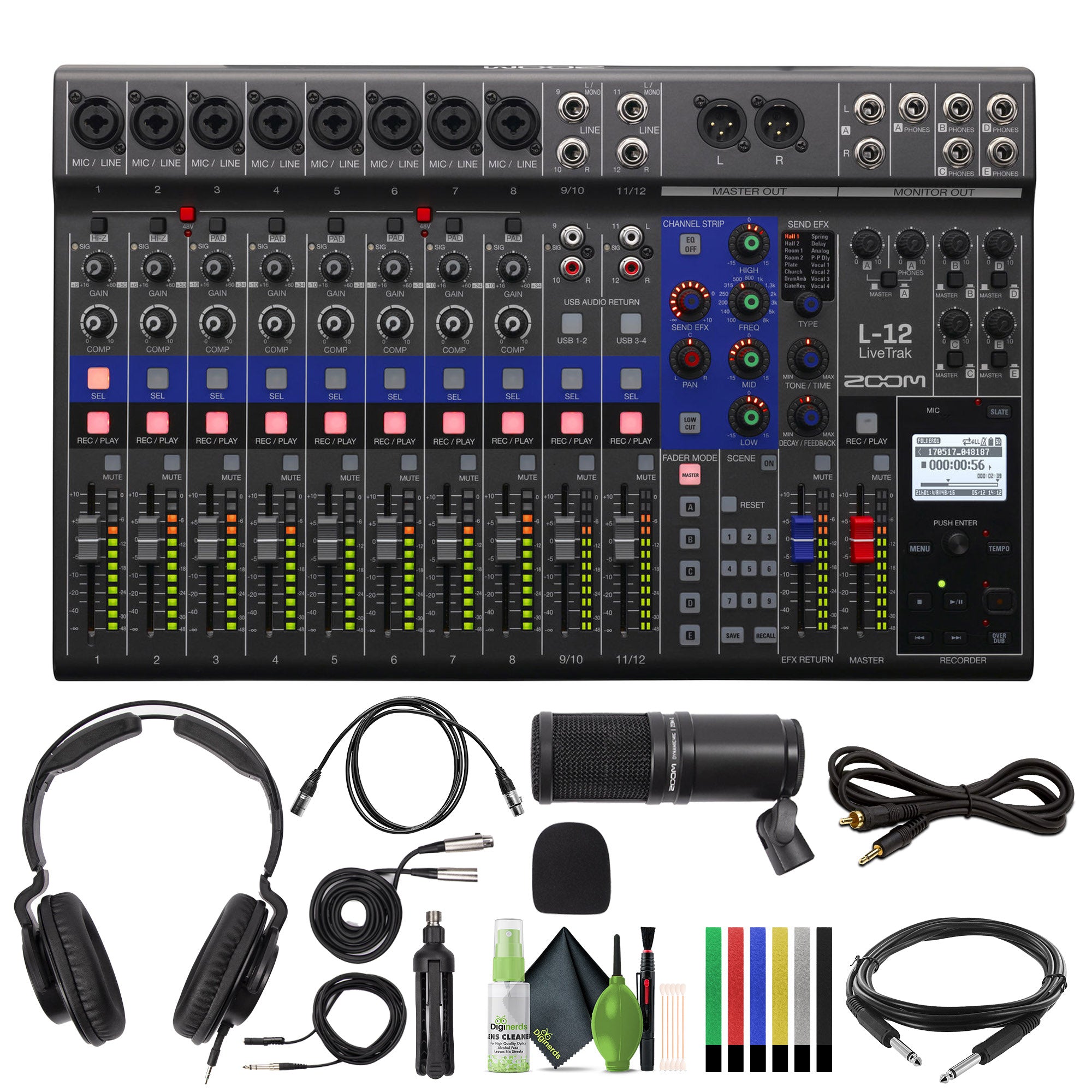 Zoom LiveTrak L-12 Digital Mixer & Multitrack Recorder, for Music, Podcasting, and More, 12-Input/ 14-Channel SD Recorder, 14-in/4-out USB Audio Interface, 5 Powered Headphone Outputs